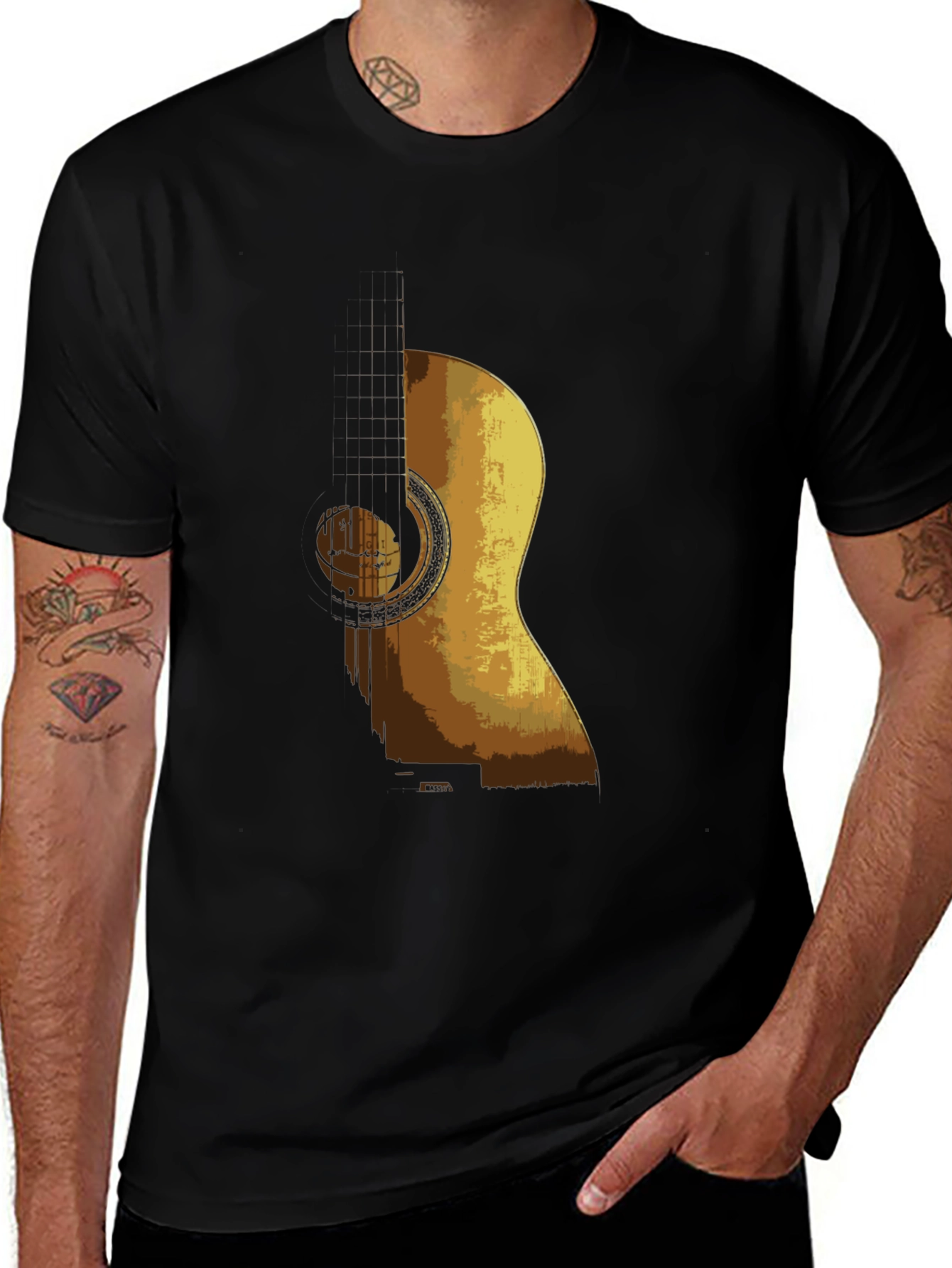 Guitar Graphic Black T-Shirt
