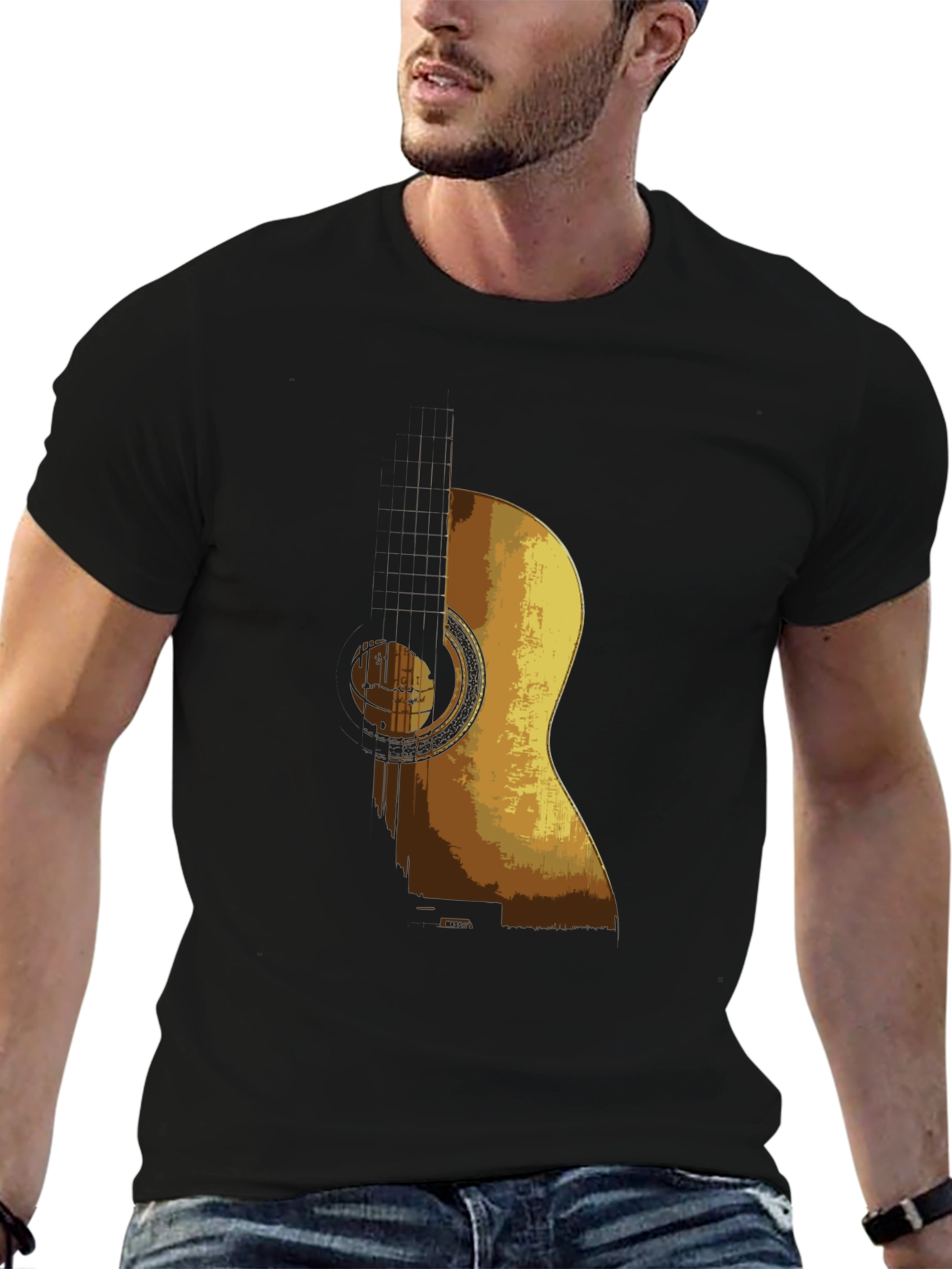 Guitar Graphic Black T-Shirt
