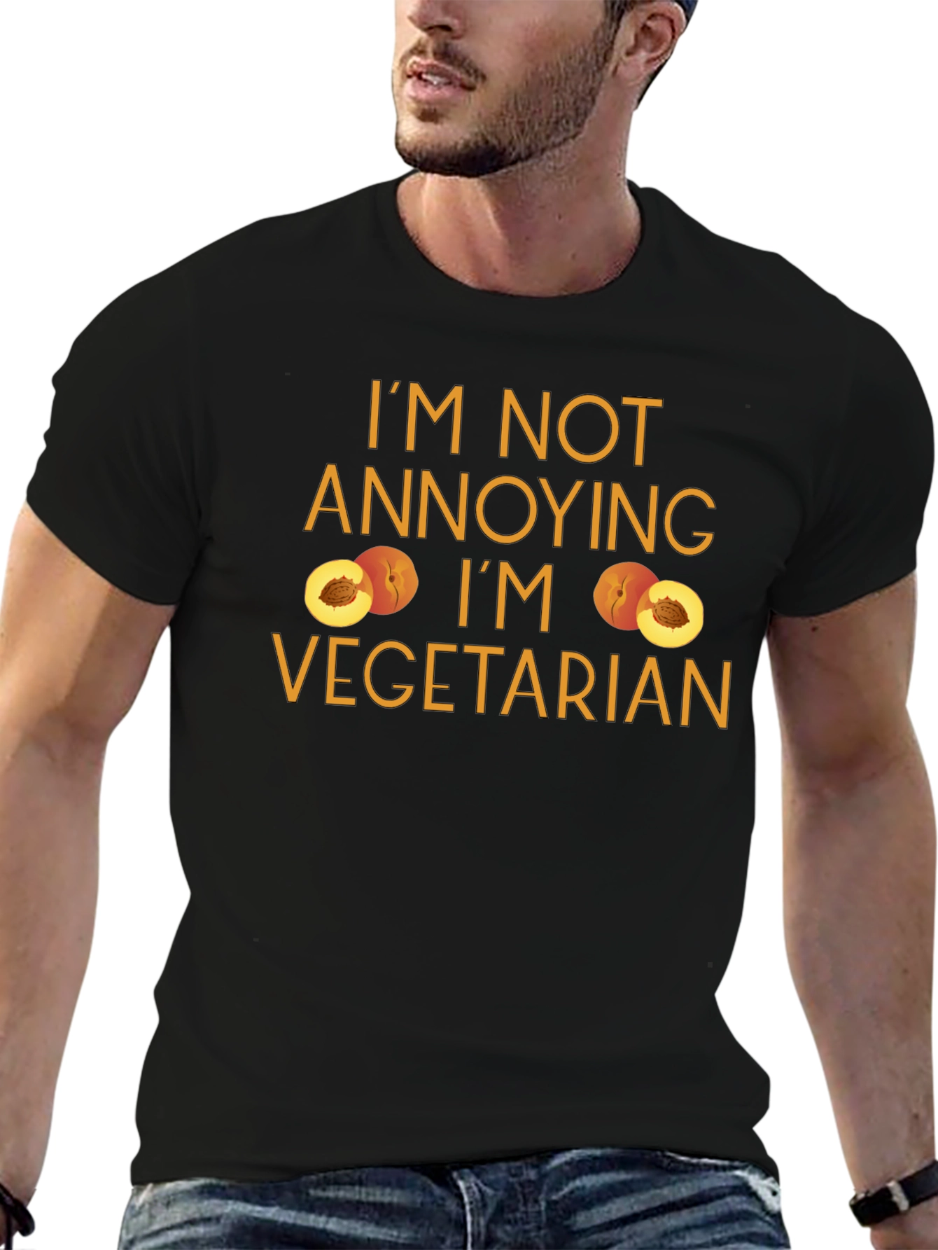 Im Not Annoying Im Vegetarian Peach Graphic Tee