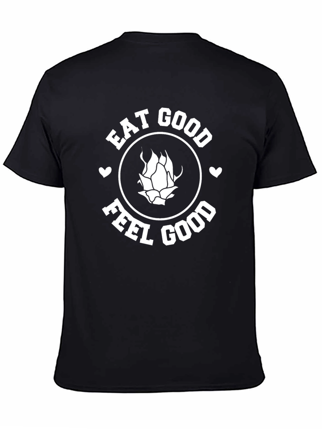 Eat Good Feel Good Black Graphic T-Shirt