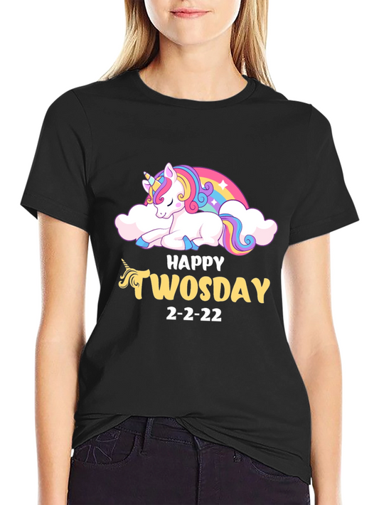 Happy Twosday Unicorn Graphic Tee - 2-2-22
