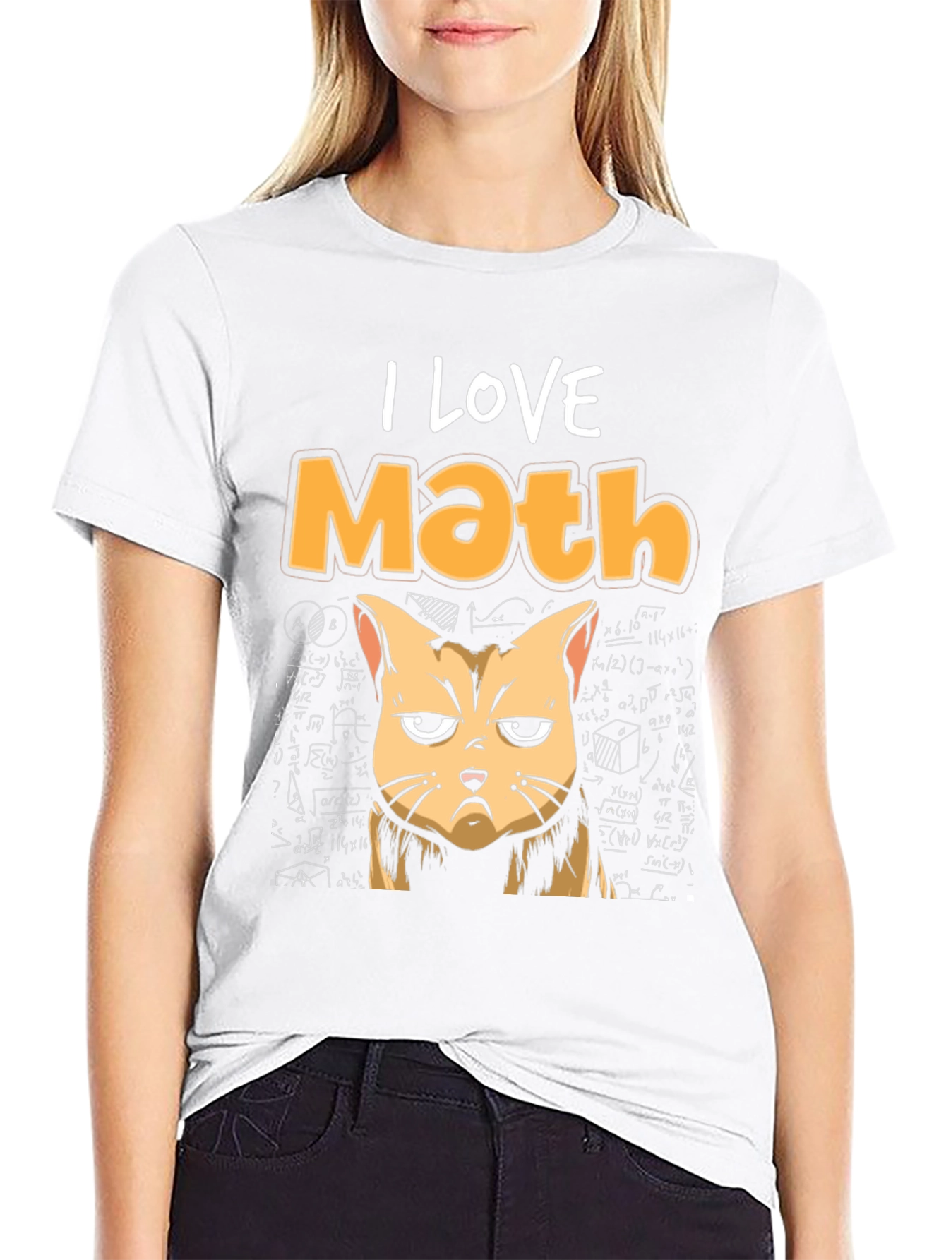 I Love Math Cat T-Shirt Funny Graphic Tee