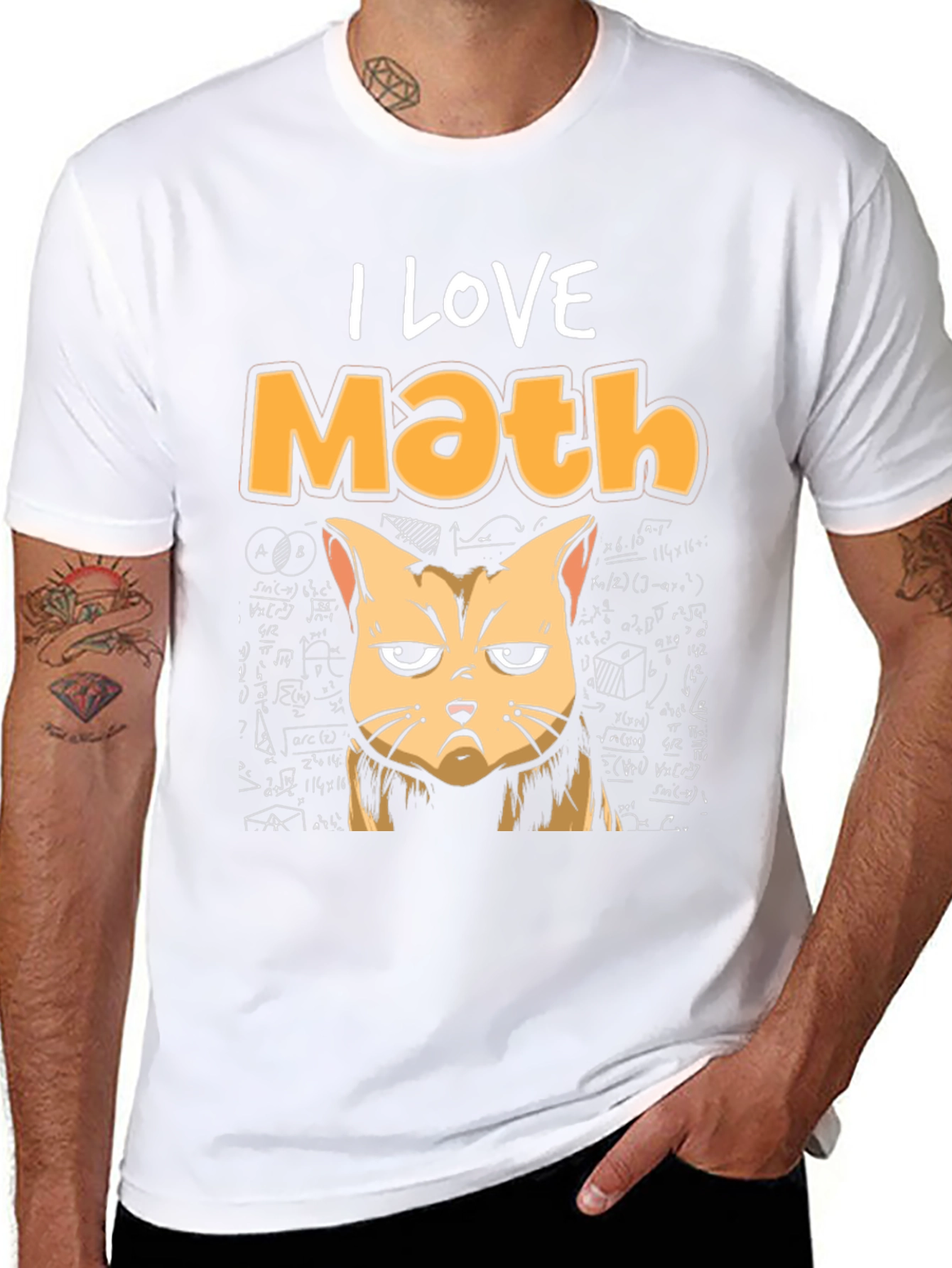 I Love Math Cat T-Shirt Funny Graphic Tee