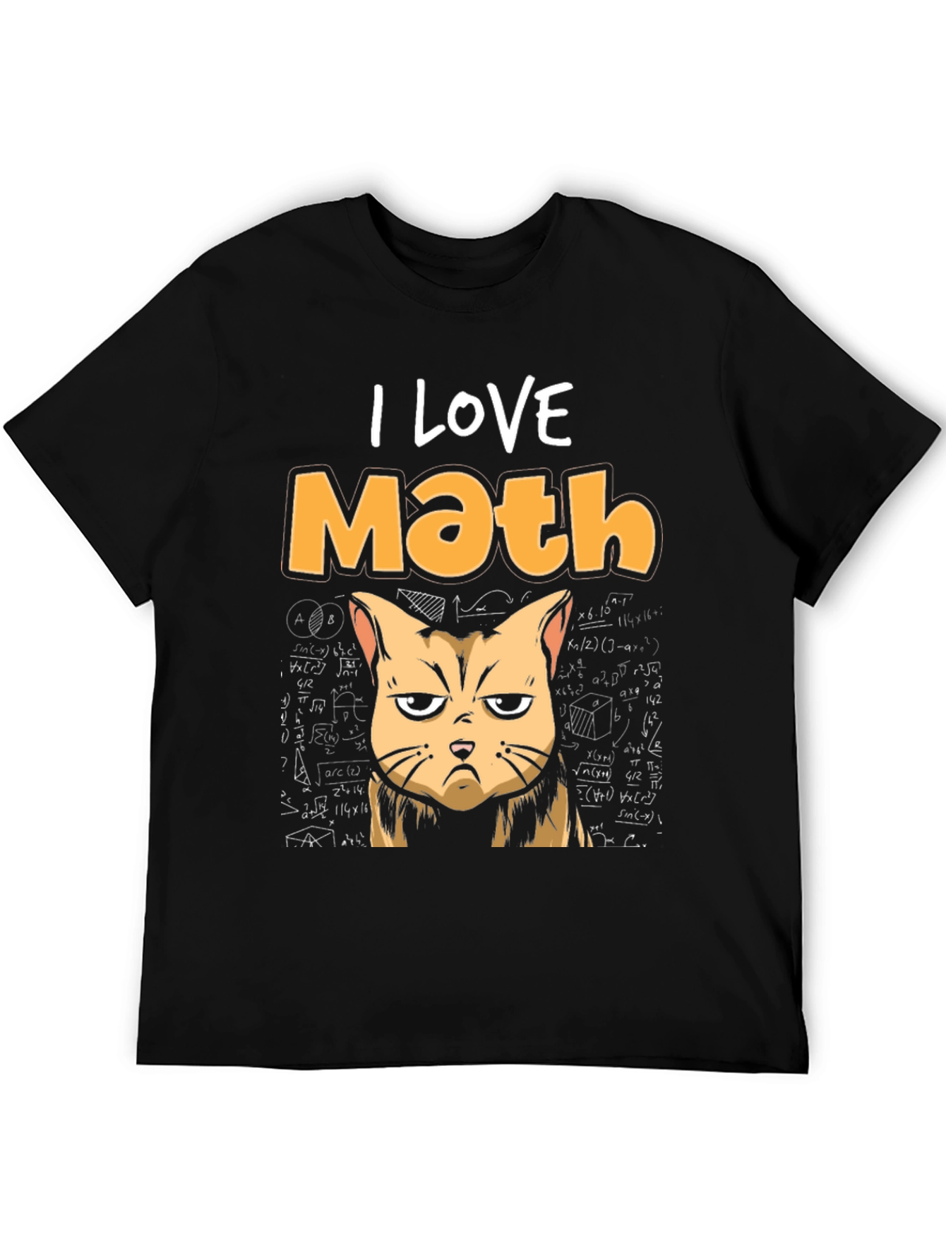 I Love Math Cat T-Shirt Funny Graphic Tee