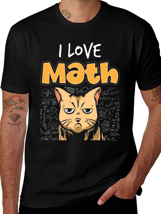 I Love Math Cat T-Shirt Funny Graphic Tee