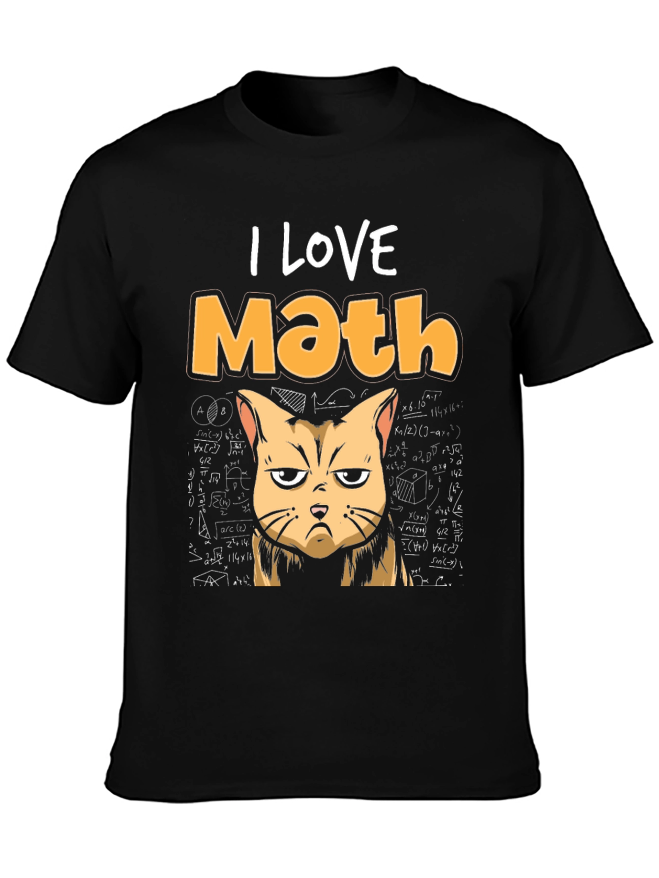 I Love Math Cat T-Shirt Funny Graphic Tee