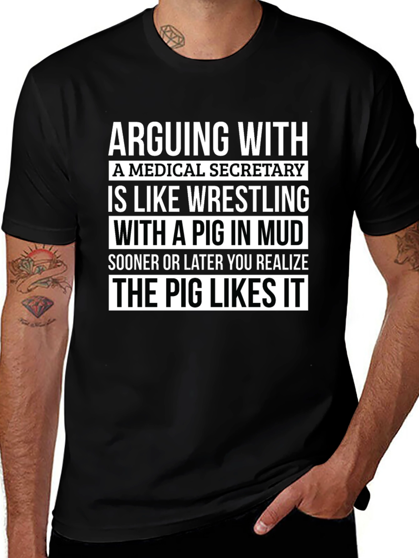 Medical Secretary Pig Wrestling T-Shirt