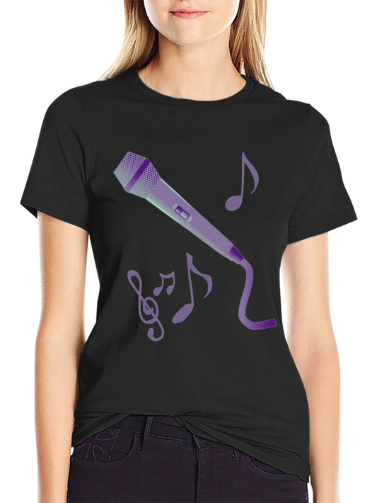 Music Lovers Graphic Tee: Microphone & Notes