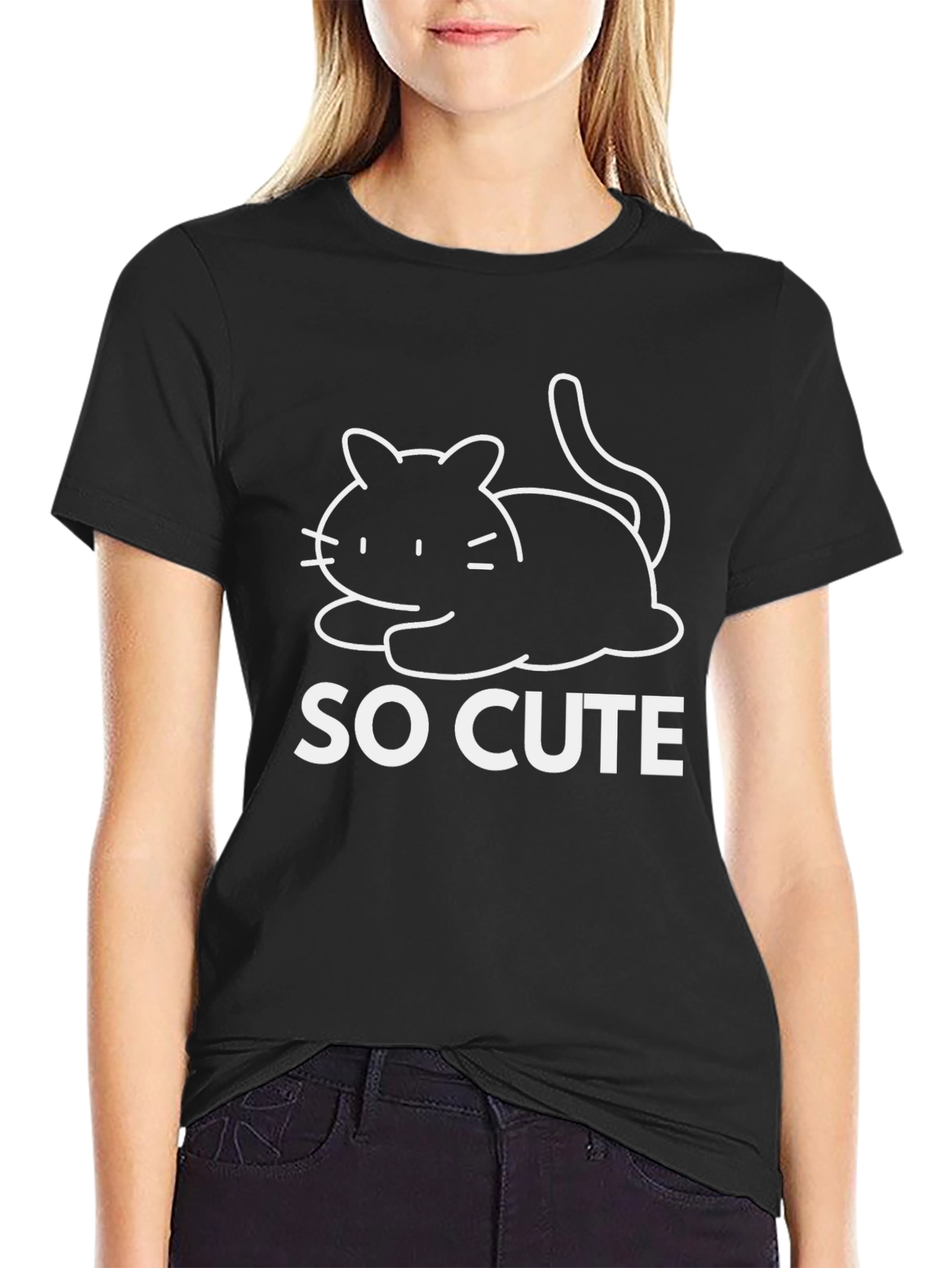 Cute Cat T-Shirt - So Cute Black Tee