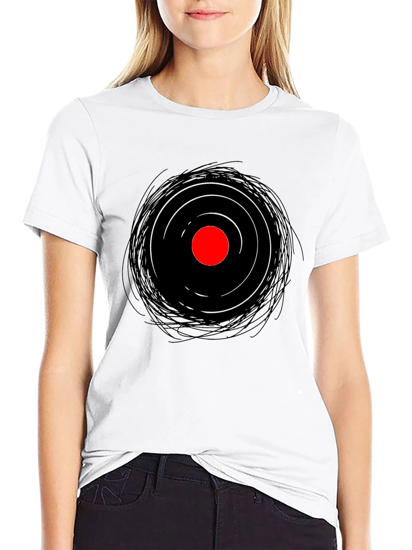 Abstract Target Tee - Black Cotton Blend