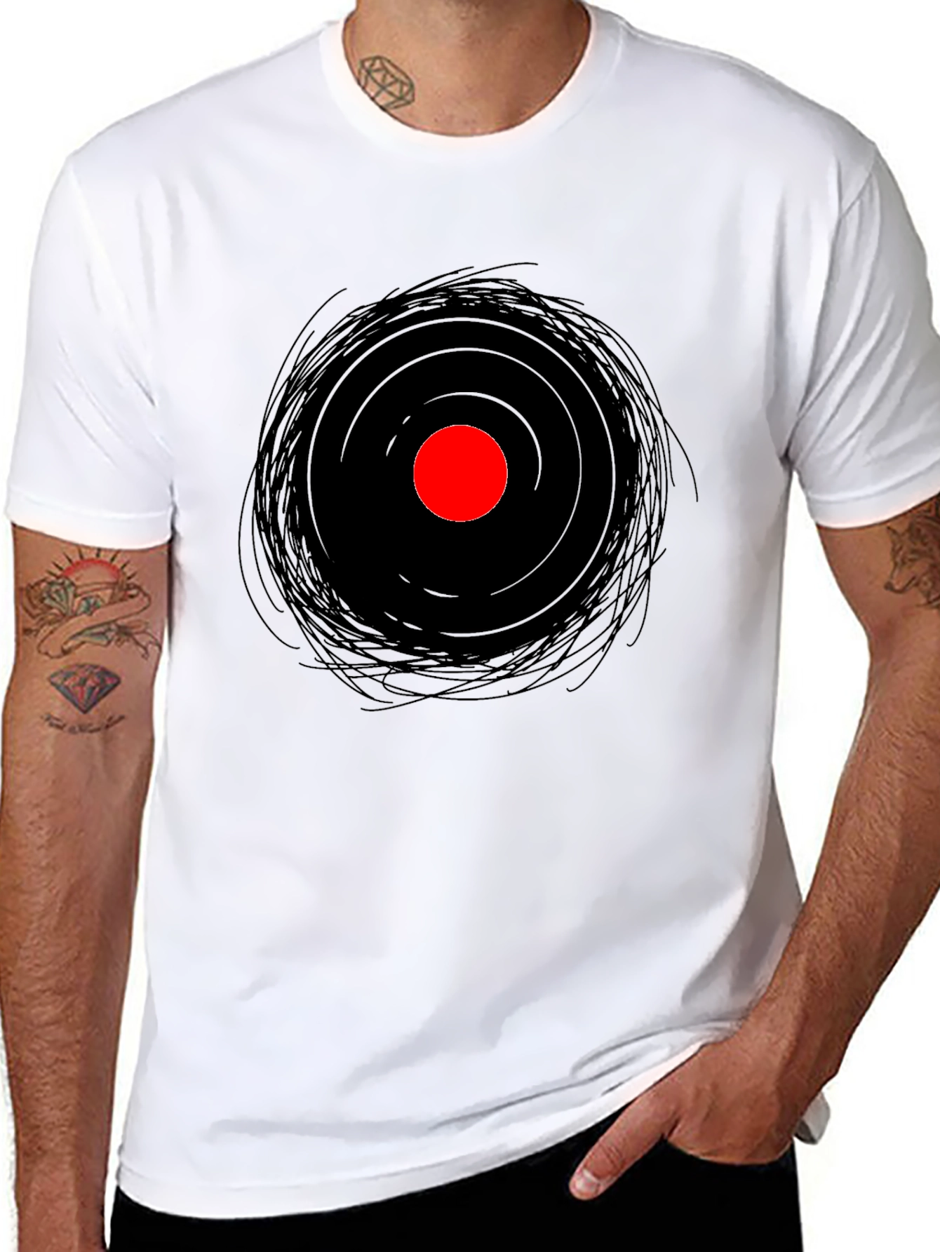 Abstract Target Tee - Black Cotton Blend