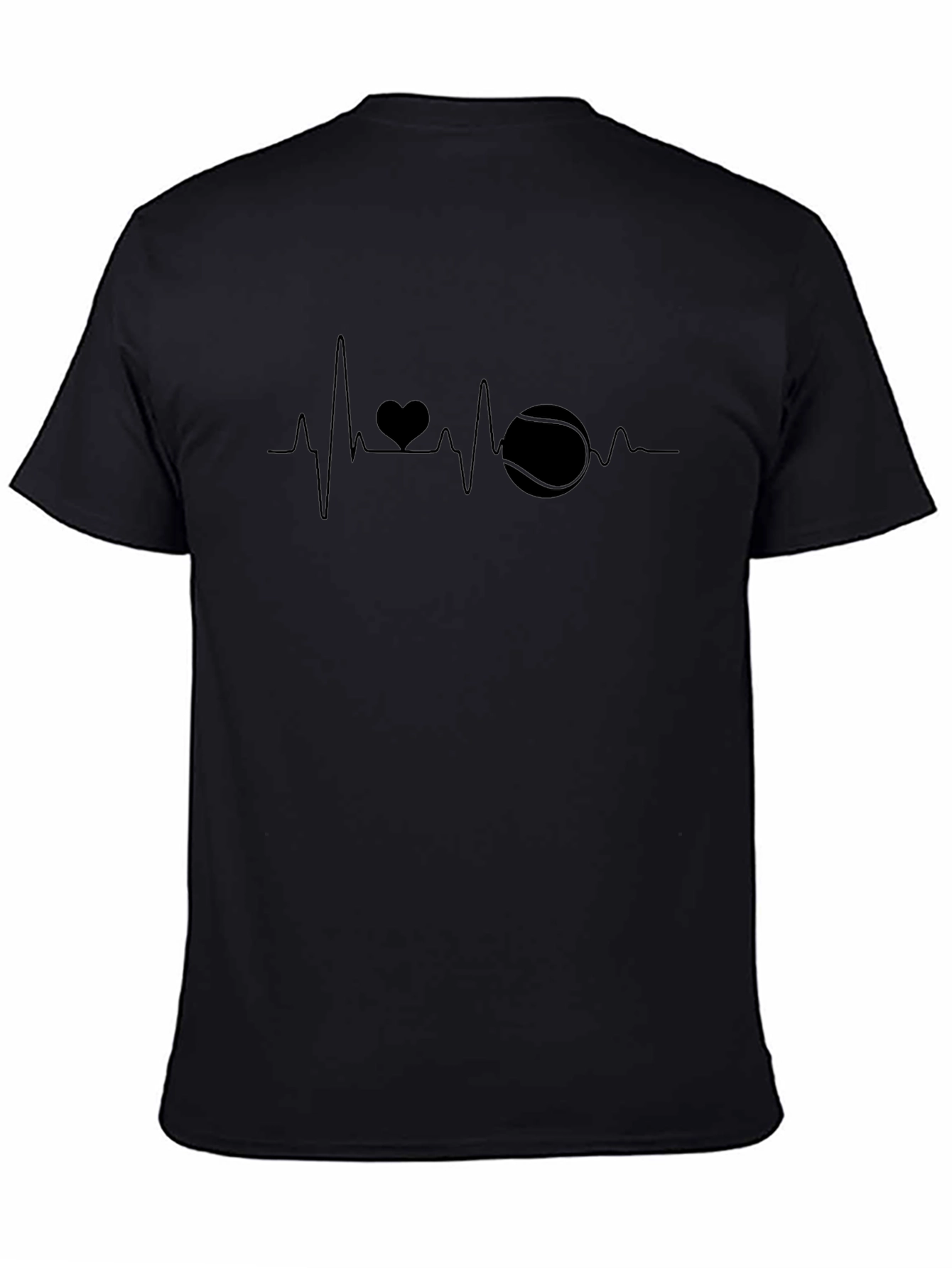 Heartbeat Tennis Lover Black T-Shirt