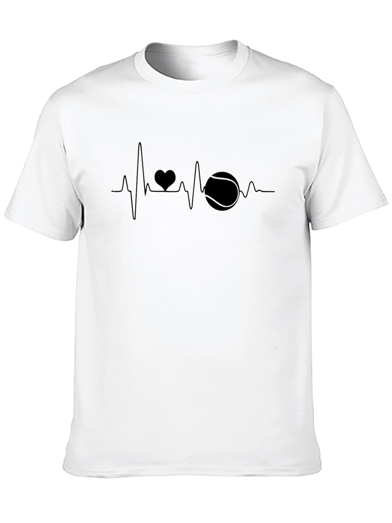 Heartbeat Tennis Lover Black T-Shirt