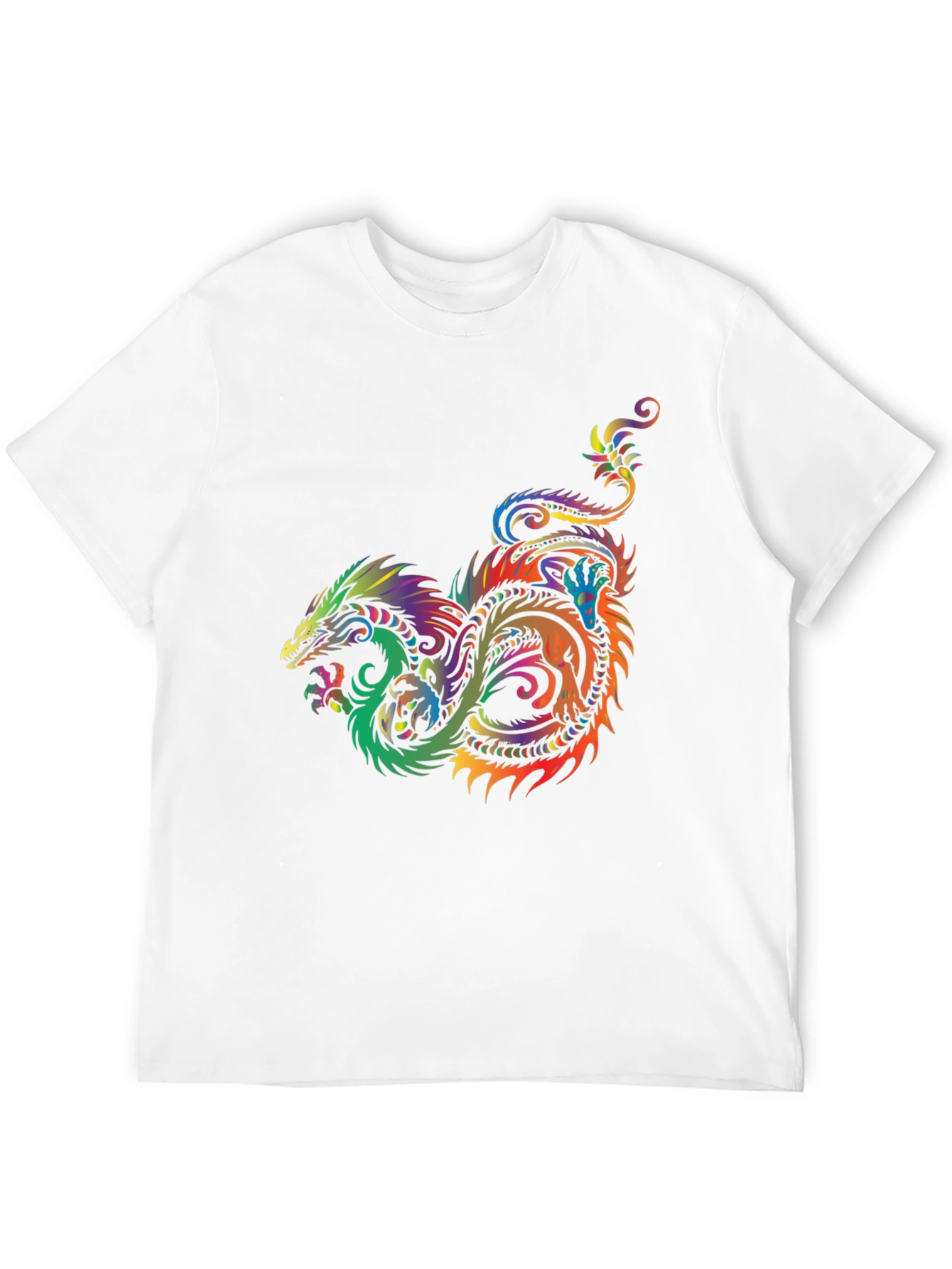 Rainbow Dragon Graphic Tee - Stylish Black T-Shirt