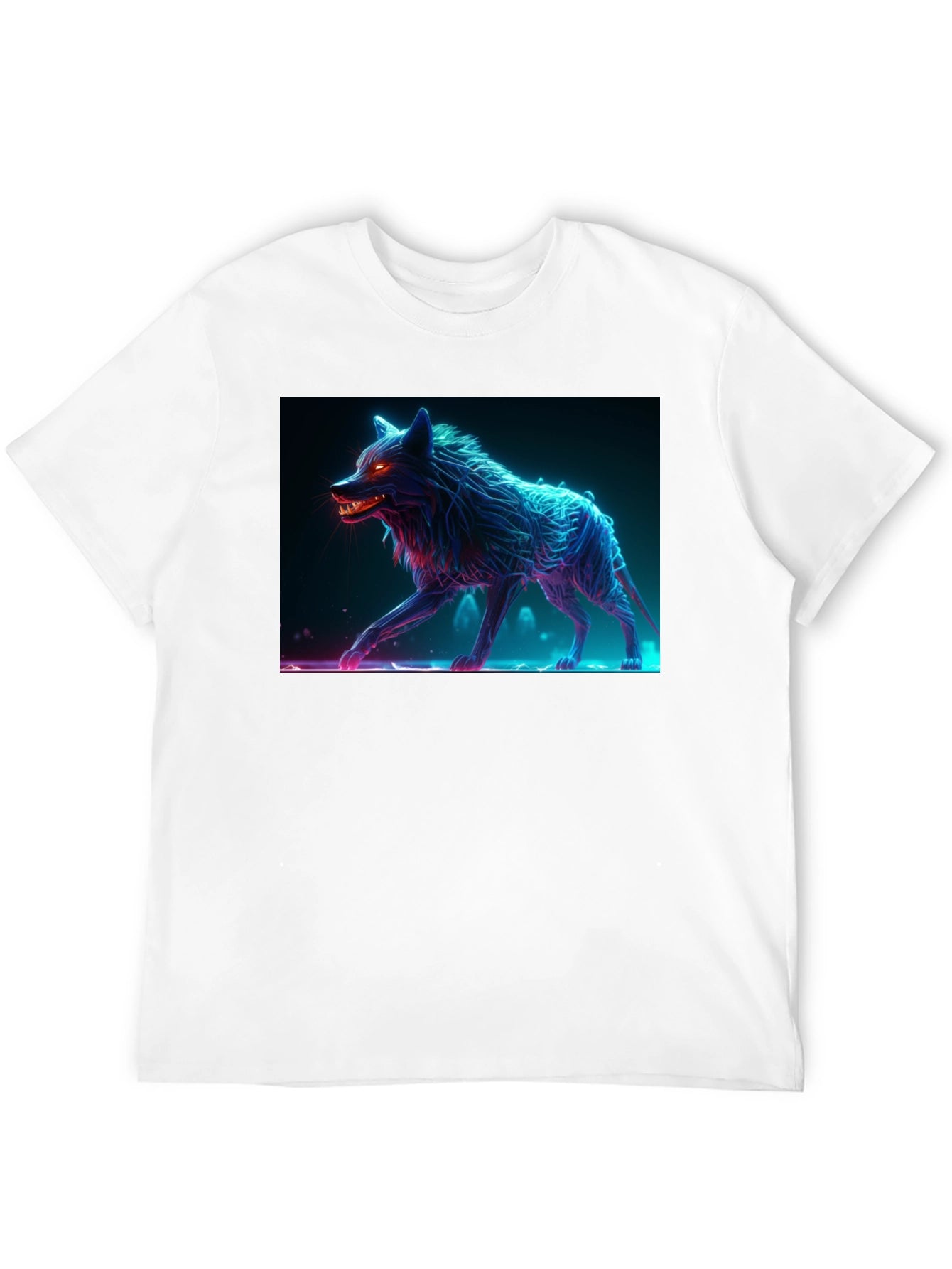 Neon Wolf Graphic Tee - Bold Black Cotton