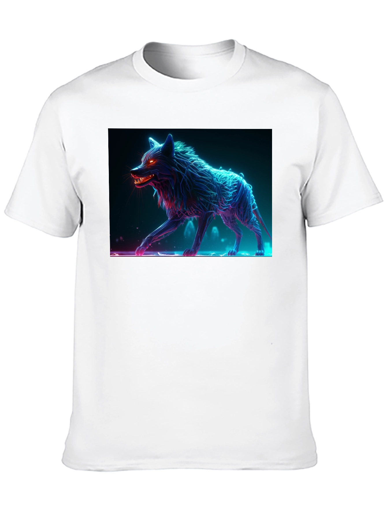 Neon Wolf Graphic Tee - Bold Black Cotton