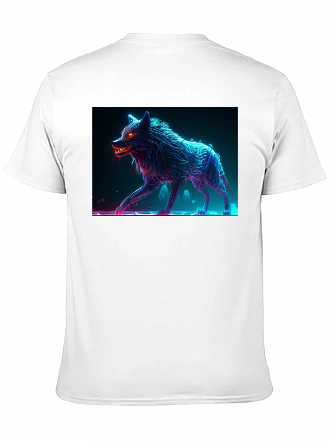 Neon Wolf Graphic Tee - Bold Black Cotton