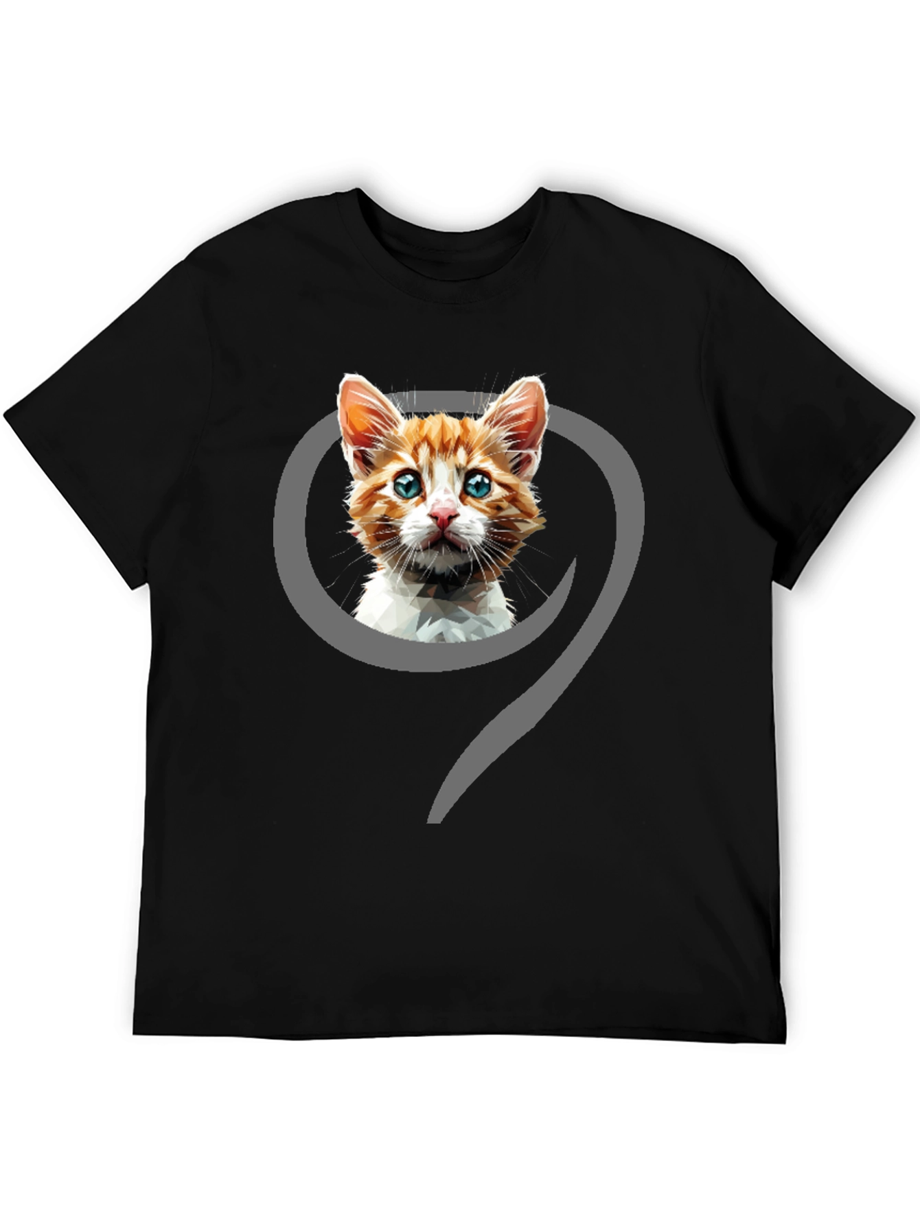Cat Graphic Print Black T-Shirt