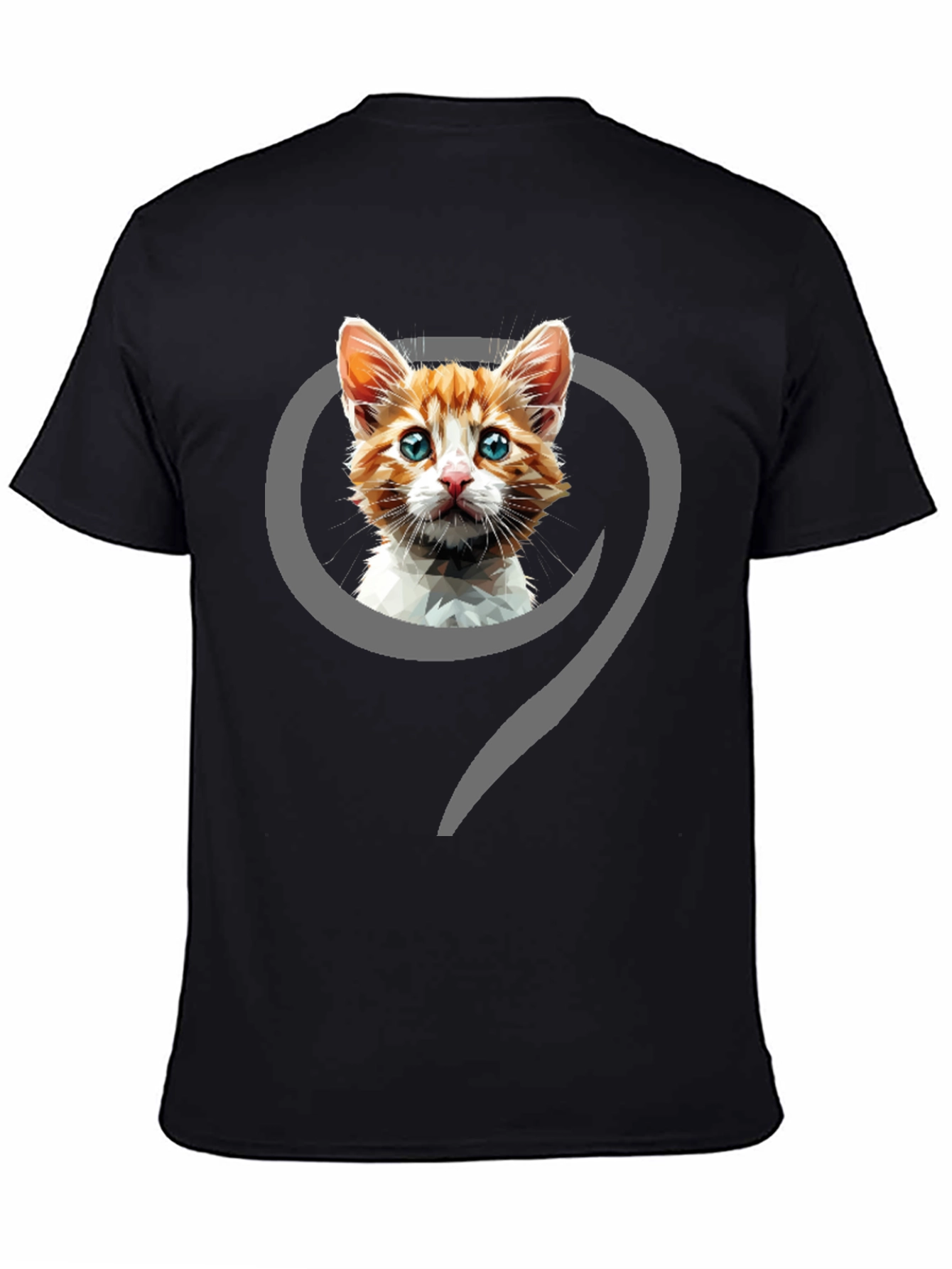 Cat Graphic Print Black T-Shirt