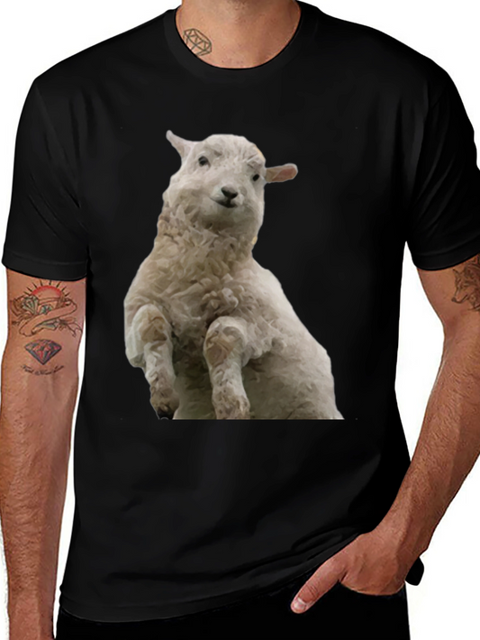 Black T-Shirt with Sheep Graphic