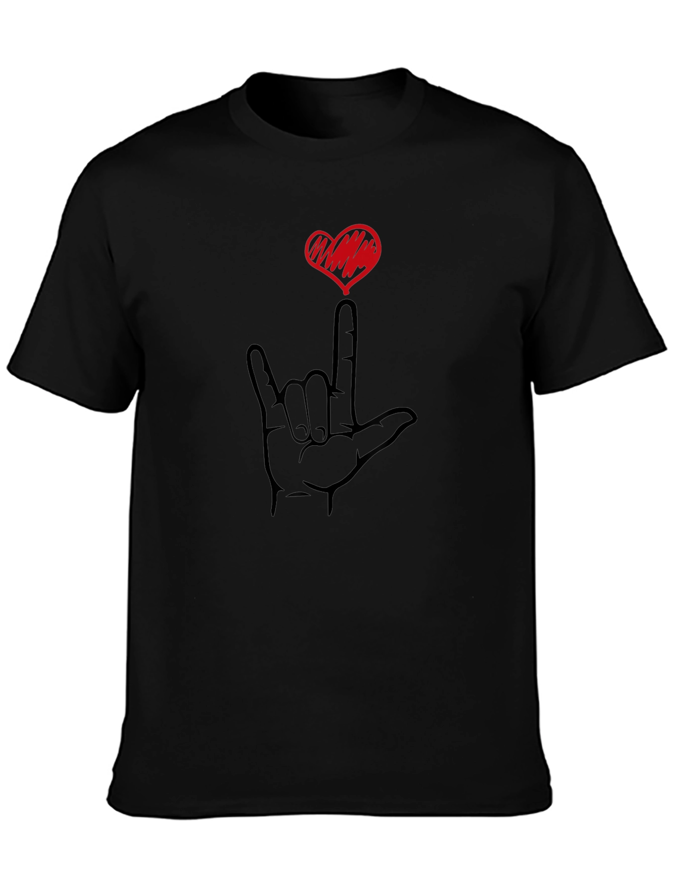 I Love You Hand Sign Black T-Shirt