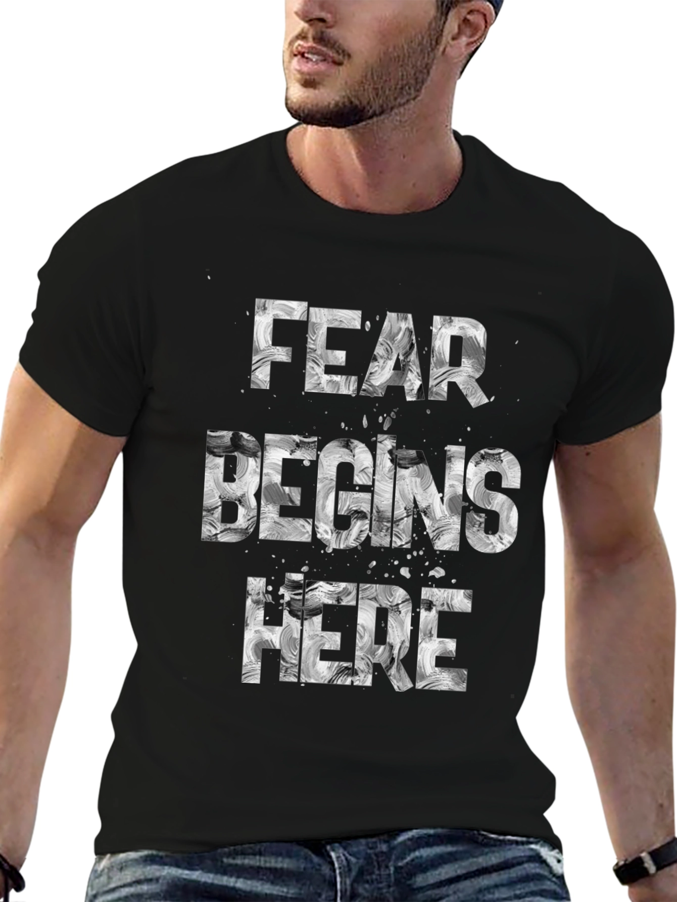 Fear Begins Here Graphic T-Shirt - Black