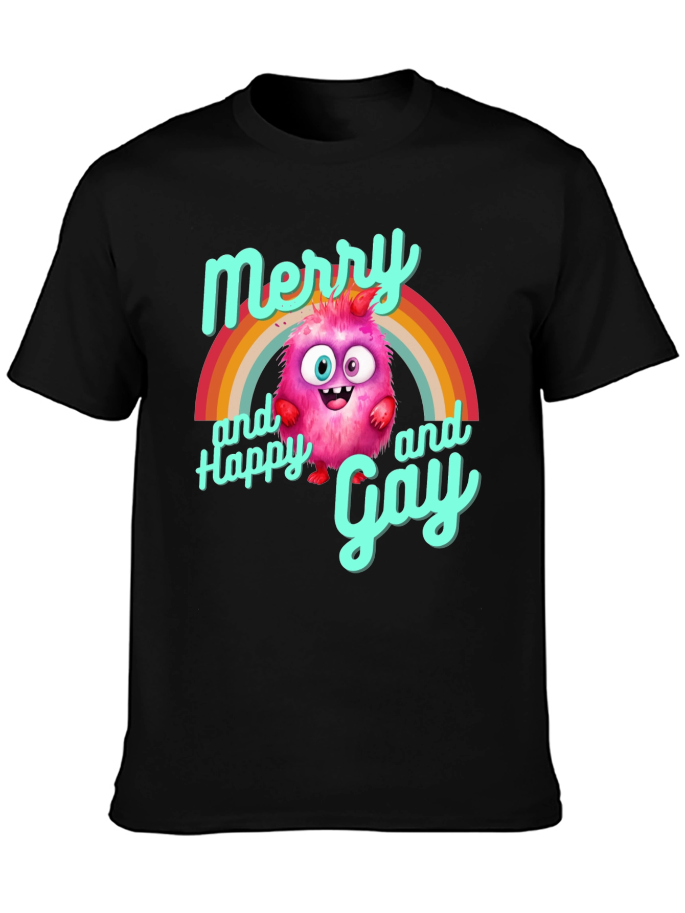 Merry & Happy Gay Monster Rainbow T-Shirt