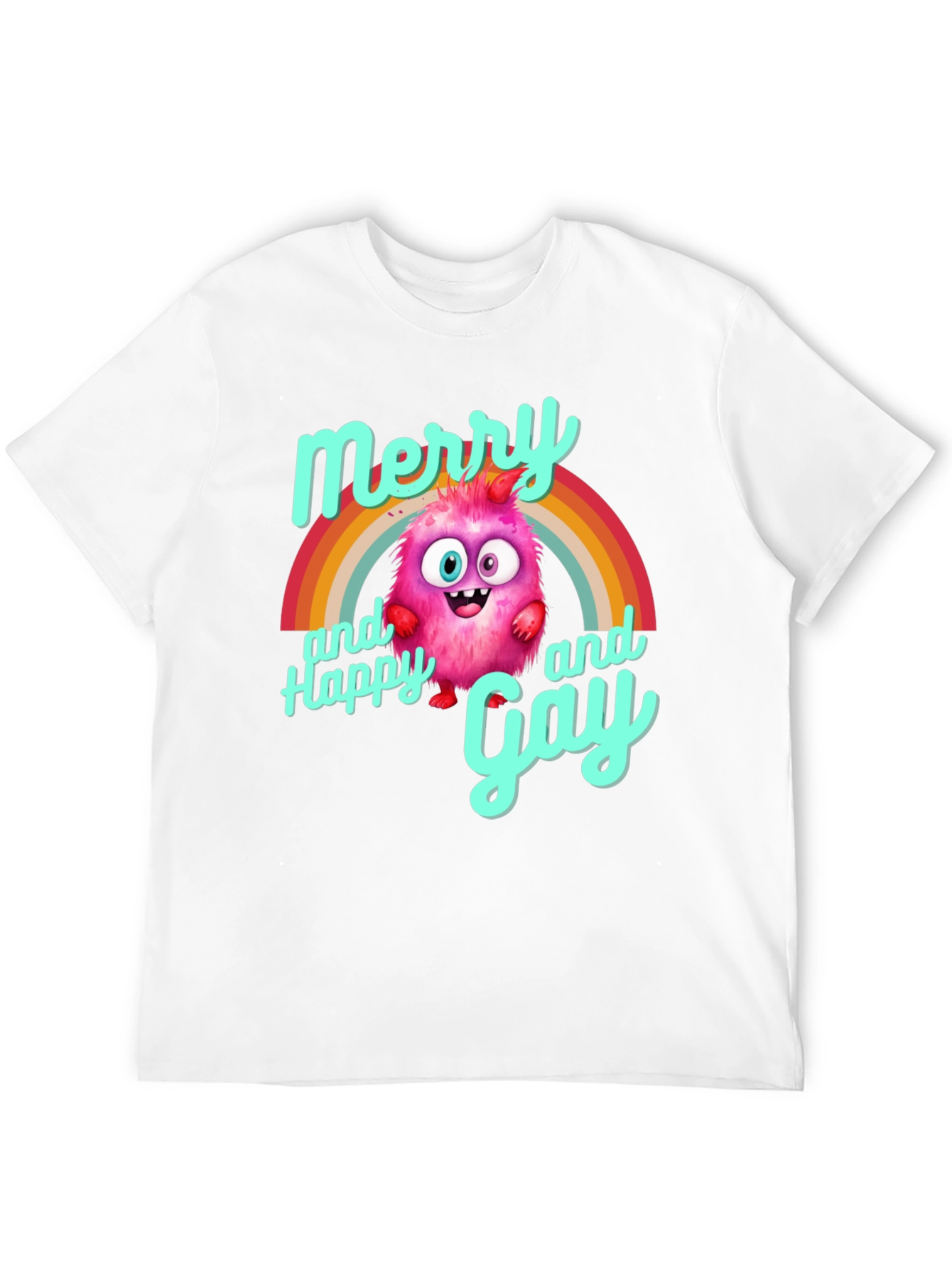Merry & Happy Gay Monster Rainbow T-Shirt
