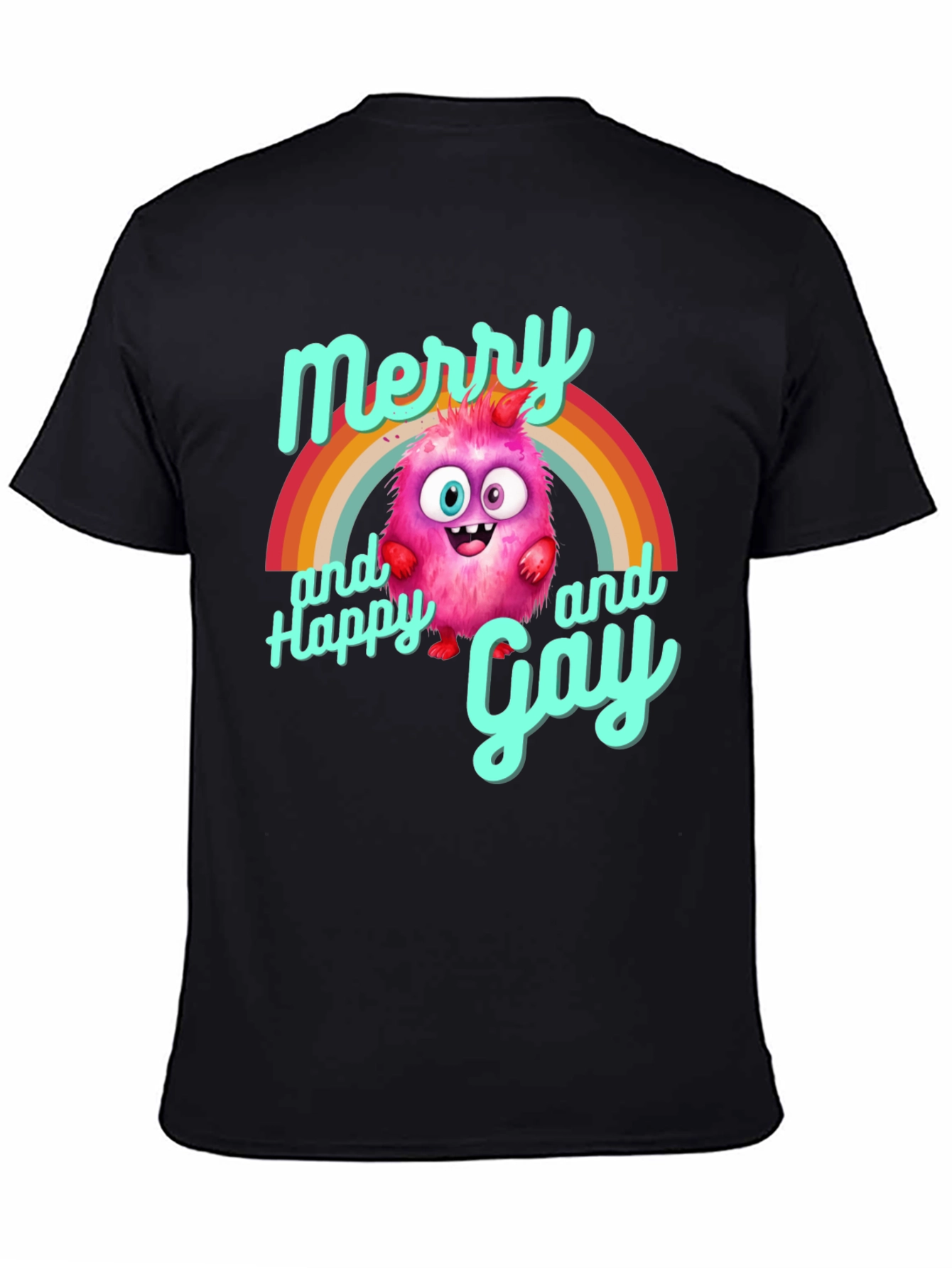 Merry & Happy Gay Monster Rainbow T-Shirt