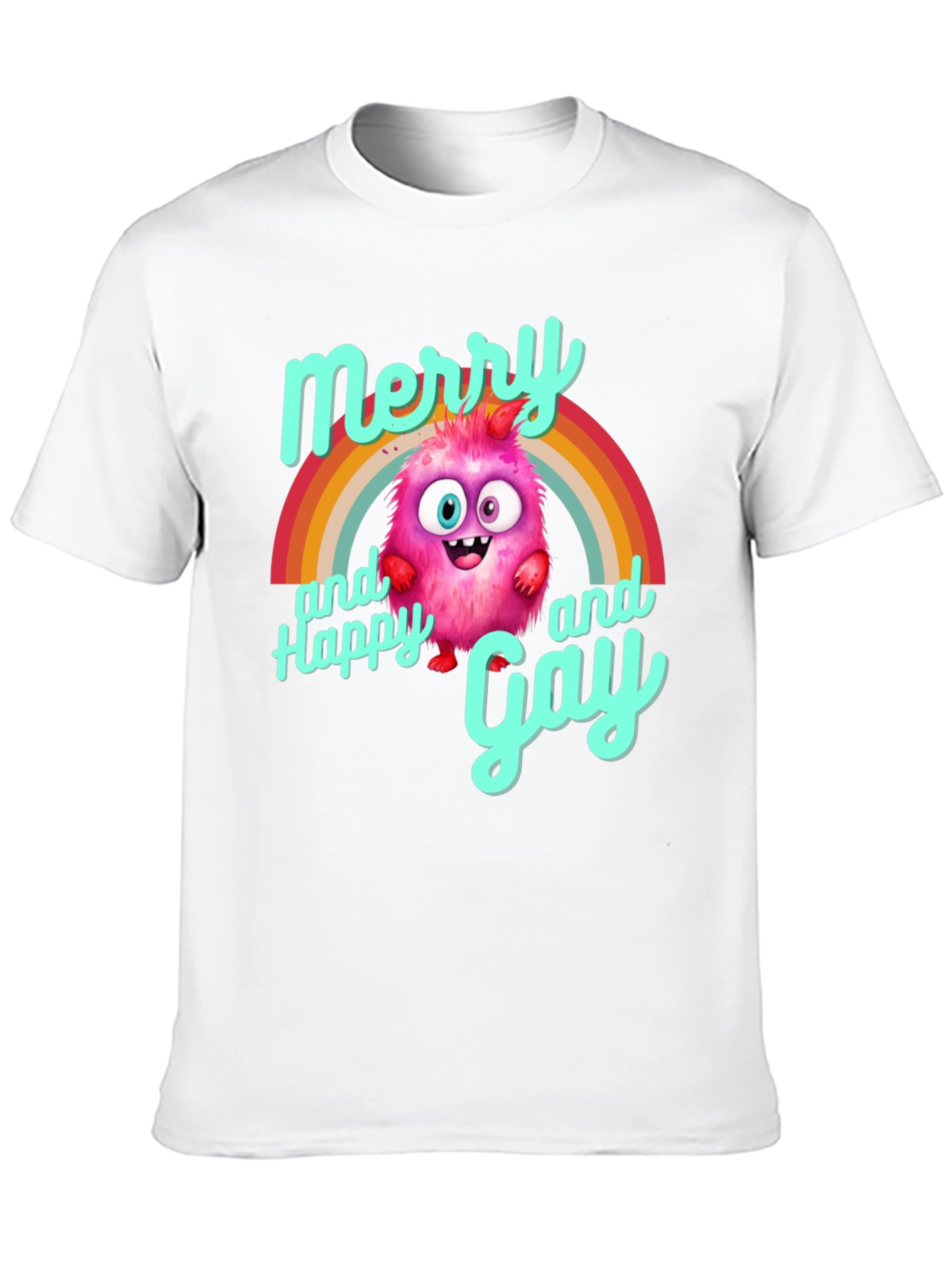 Merry & Happy Gay Monster Rainbow T-Shirt