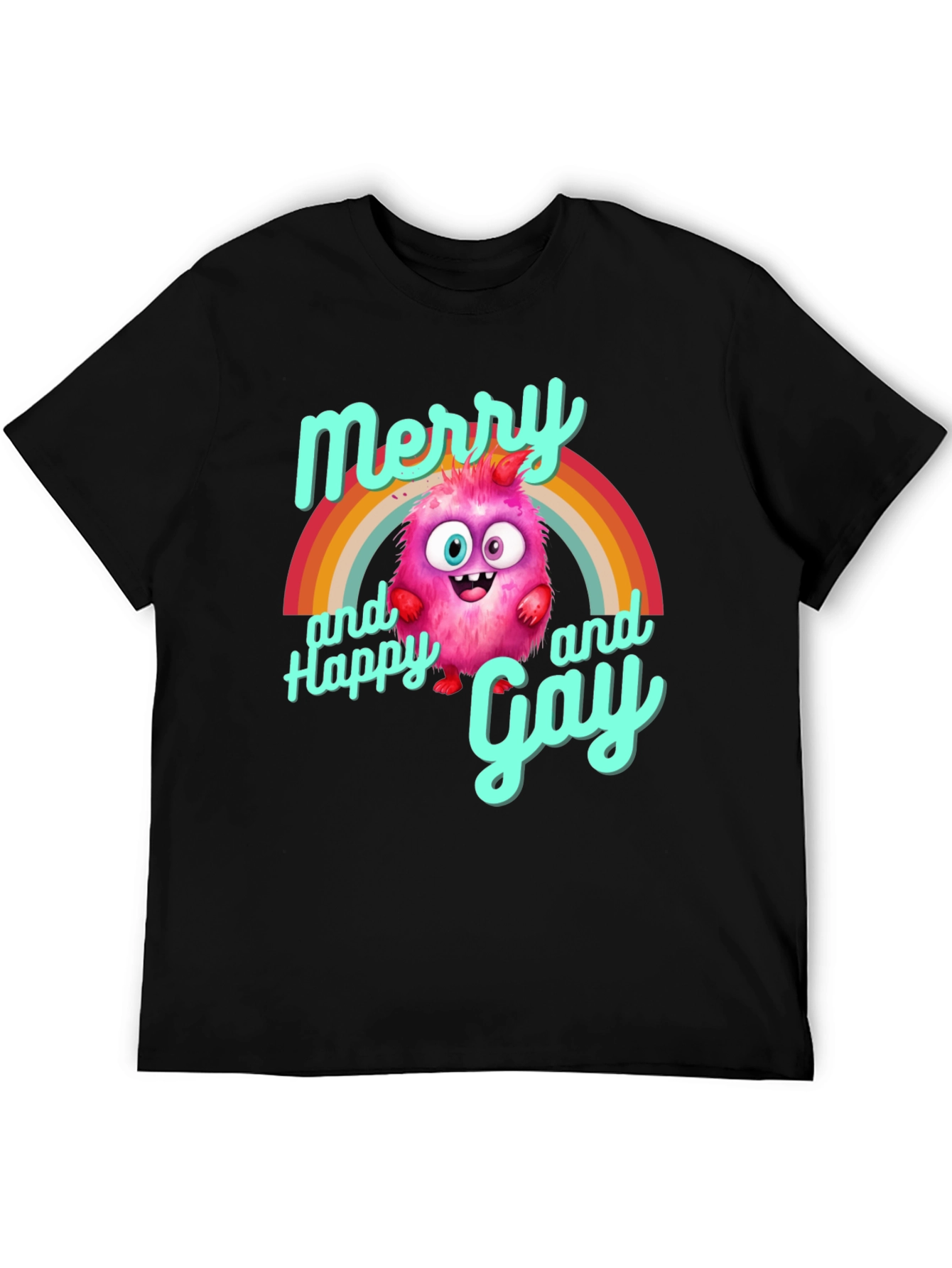 Merry & Happy Gay Monster Rainbow T-Shirt