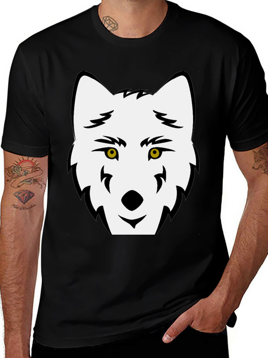 Wolf Graphic Tee - Black Cotton Blend Casual Shirt
