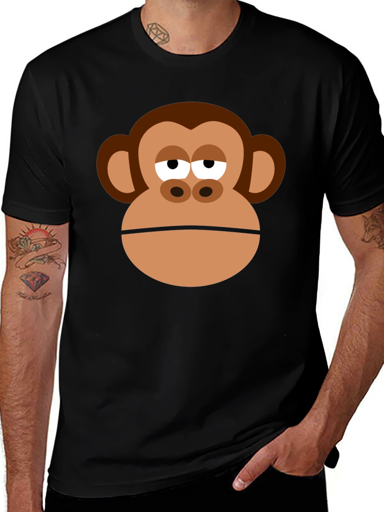 Funny Monkey Graphic Mens Black T-Shirt