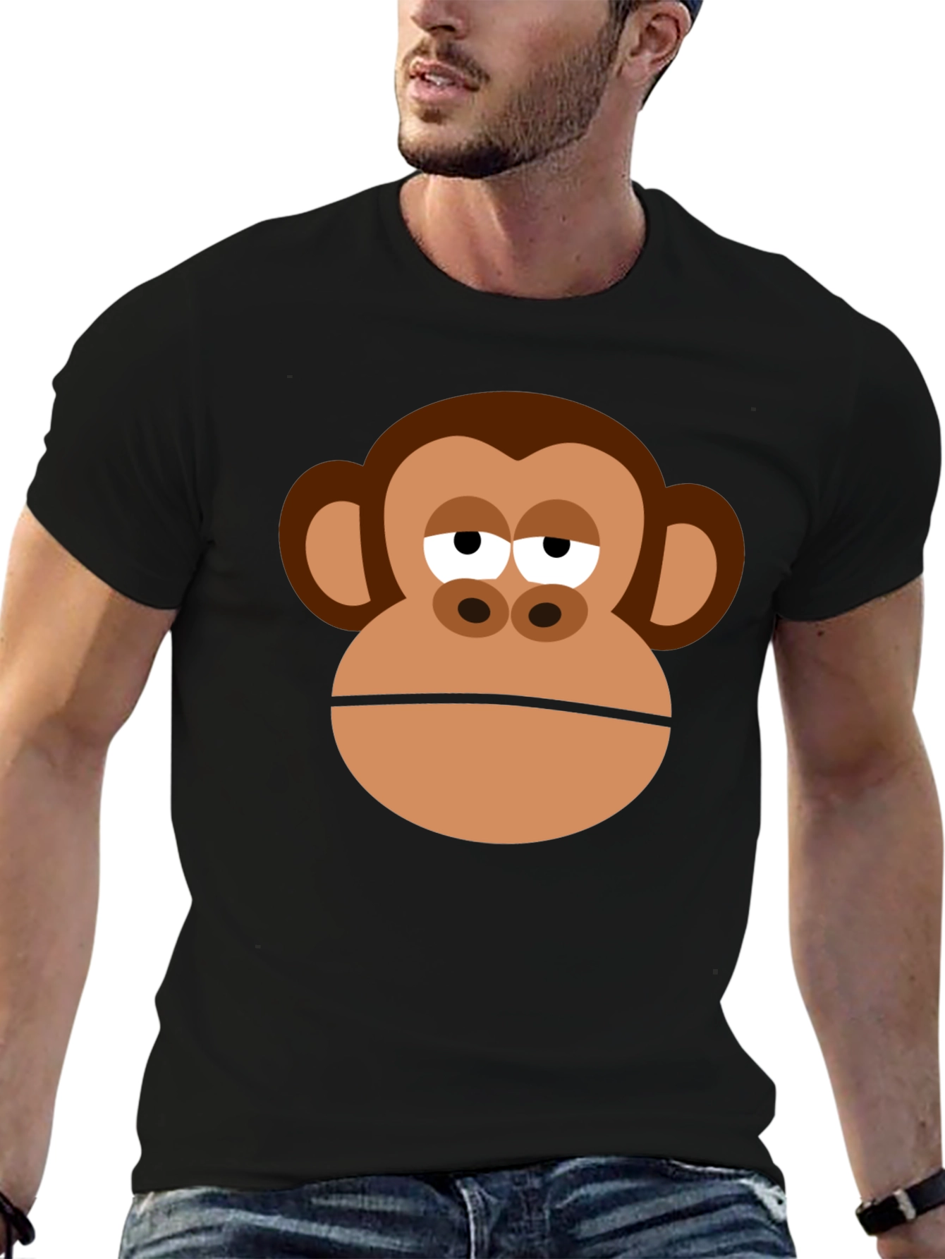 Funny Monkey Graphic Mens Black T-Shirt