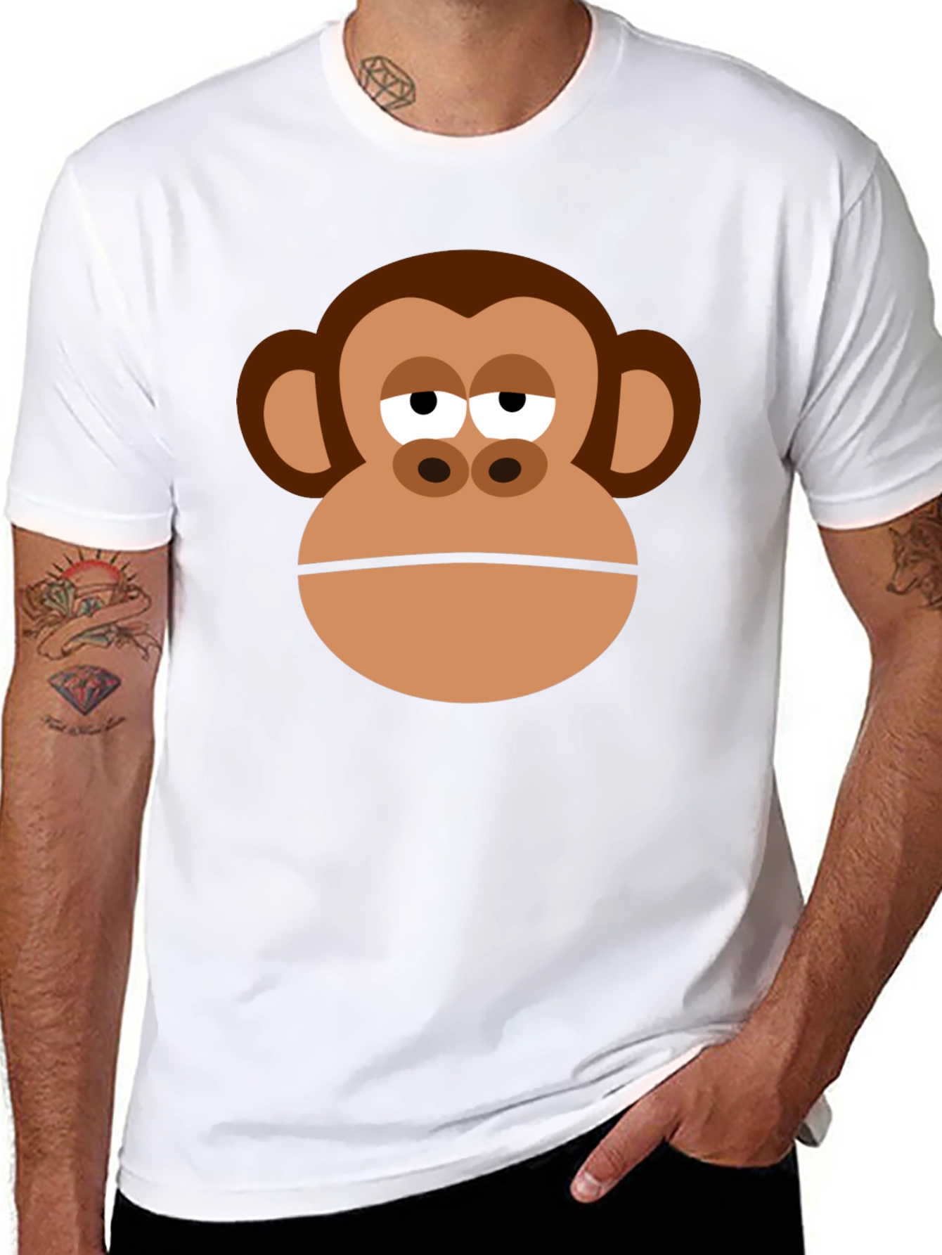 Funny Monkey Graphic Mens Black T-Shirt