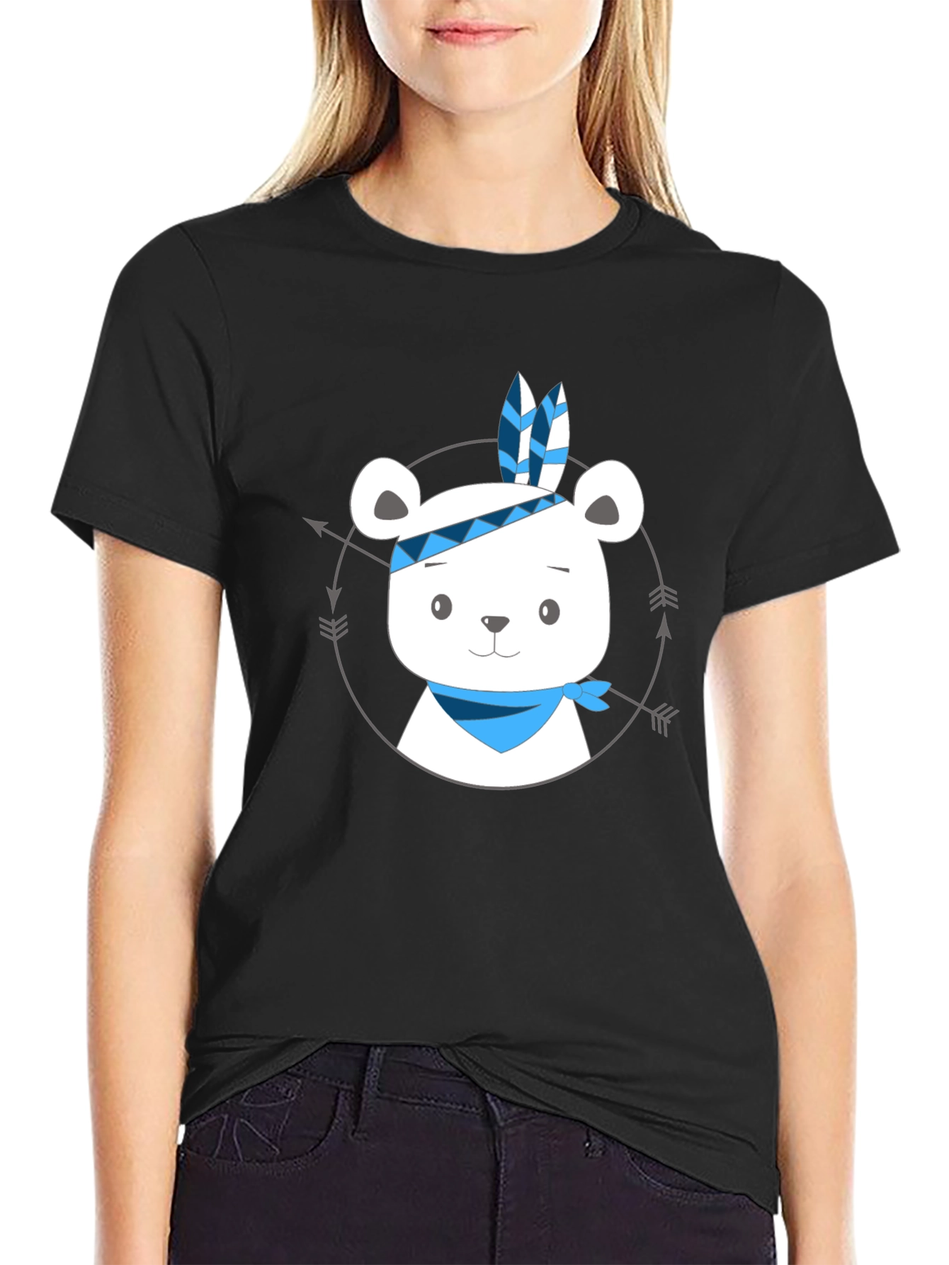 Bear Indian Chief Graphic T-Shirt