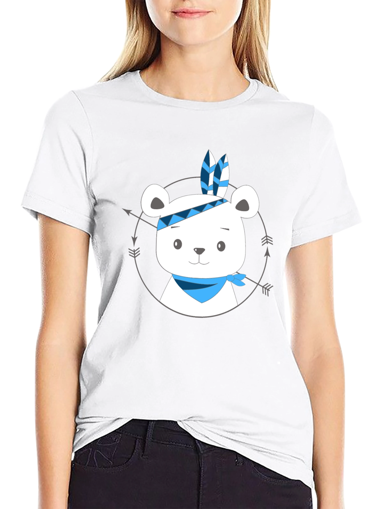 Bear Indian Chief Graphic T-Shirt