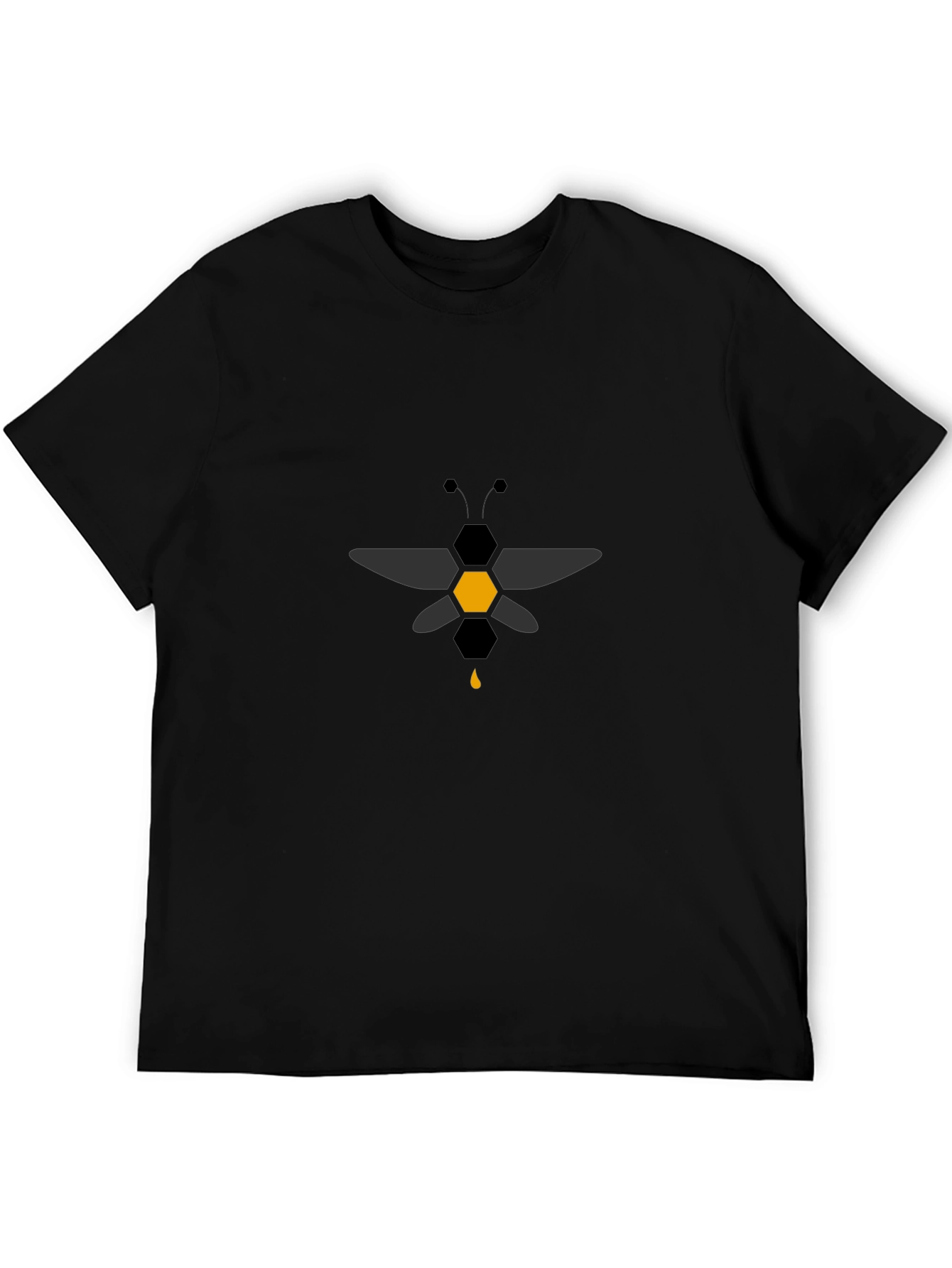 Geometric Bee Graphic Black T-Shirt