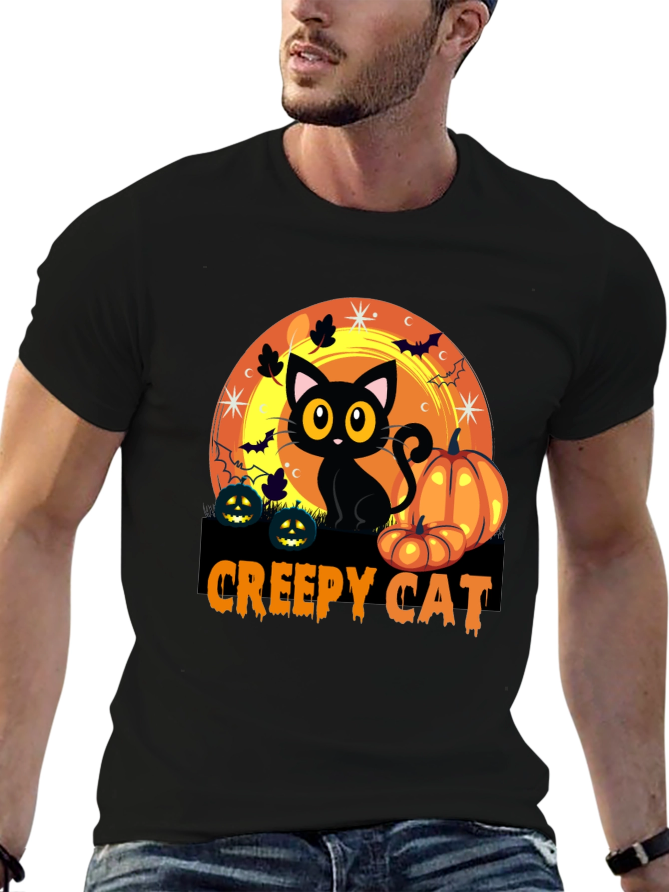 Creepy Cat Halloween T-Shirt