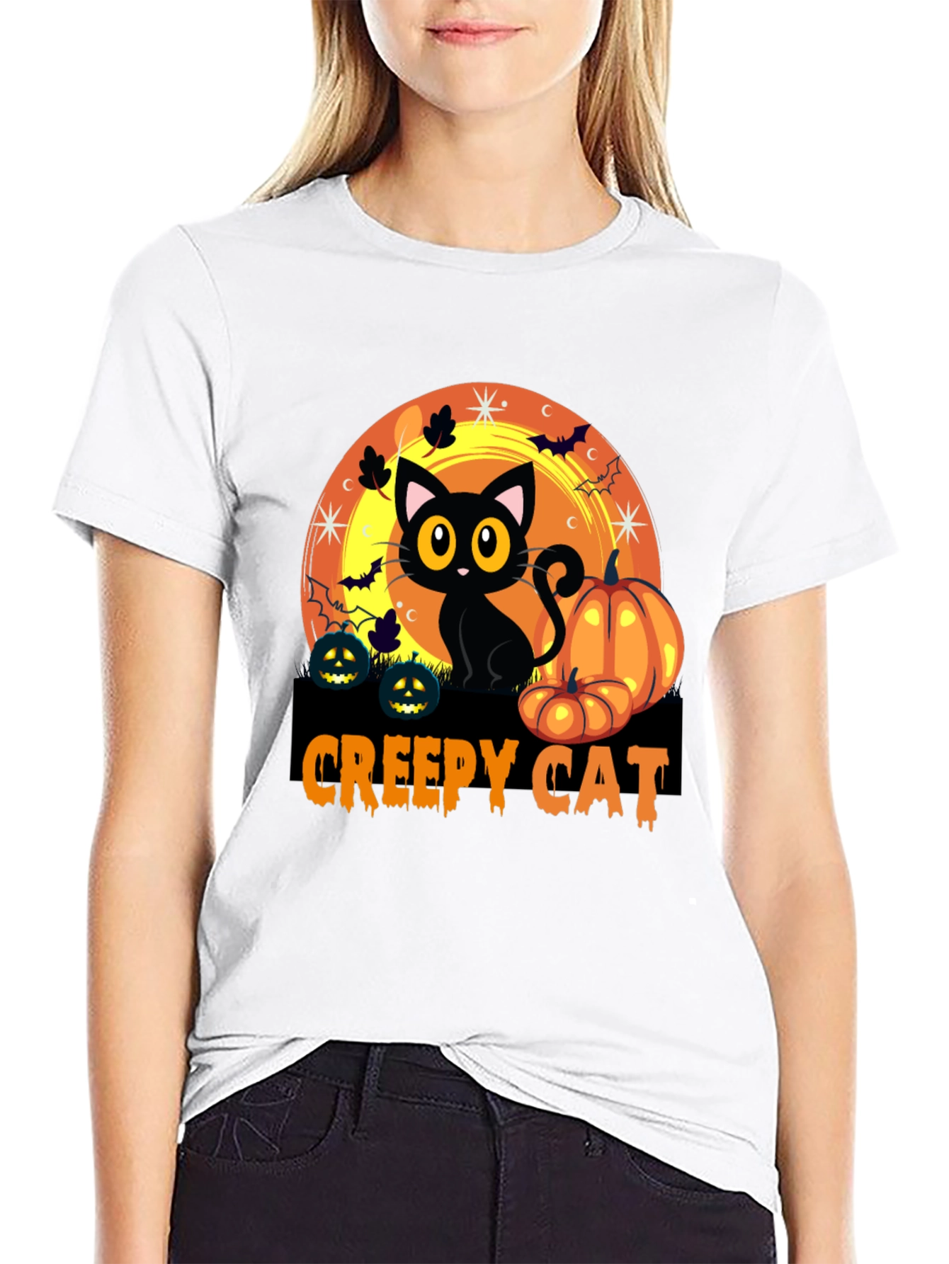 Creepy Cat Halloween T-Shirt
