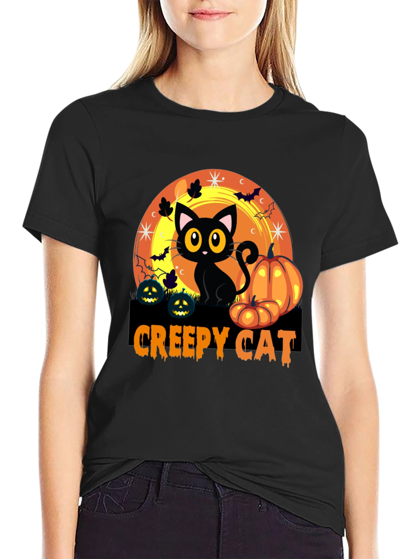 Creepy Cat Halloween T-Shirt