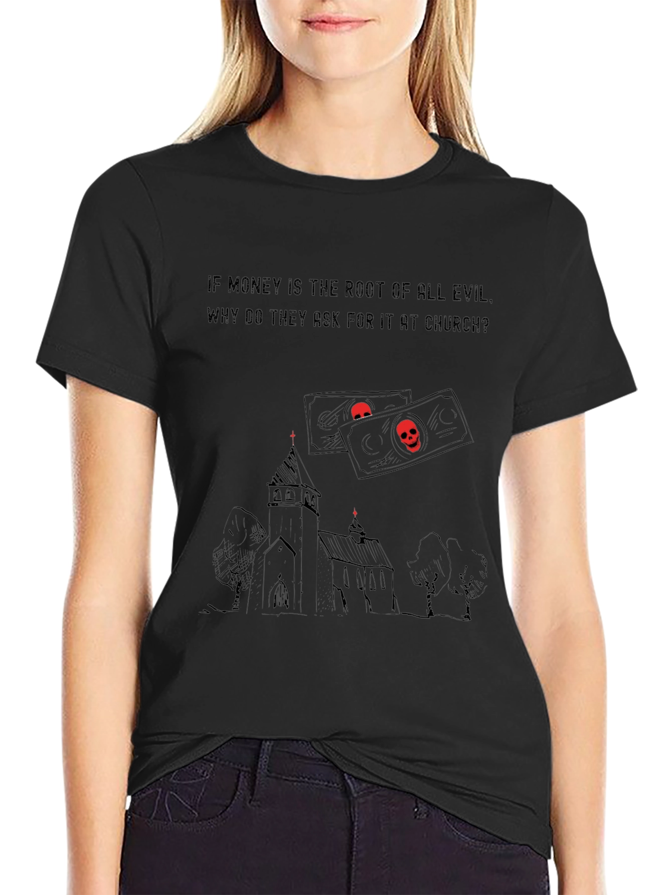 Money Root of Evil Church Graphic T-Shirt