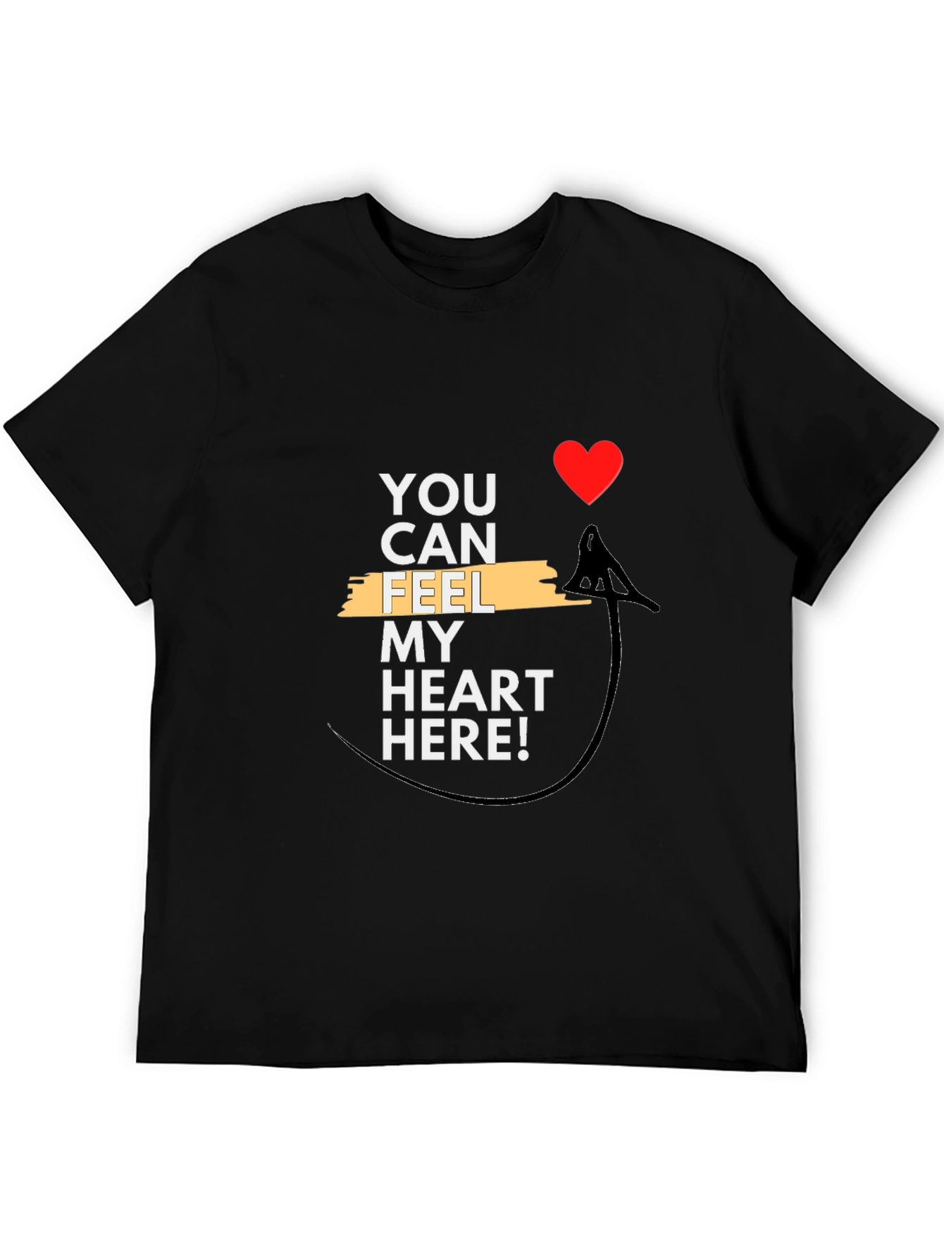 Feel My Heart Tee - Graphic Black T-Shirt