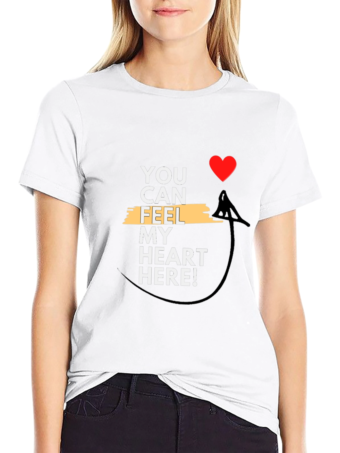 Feel My Heart Tee - Graphic Black T-Shirt