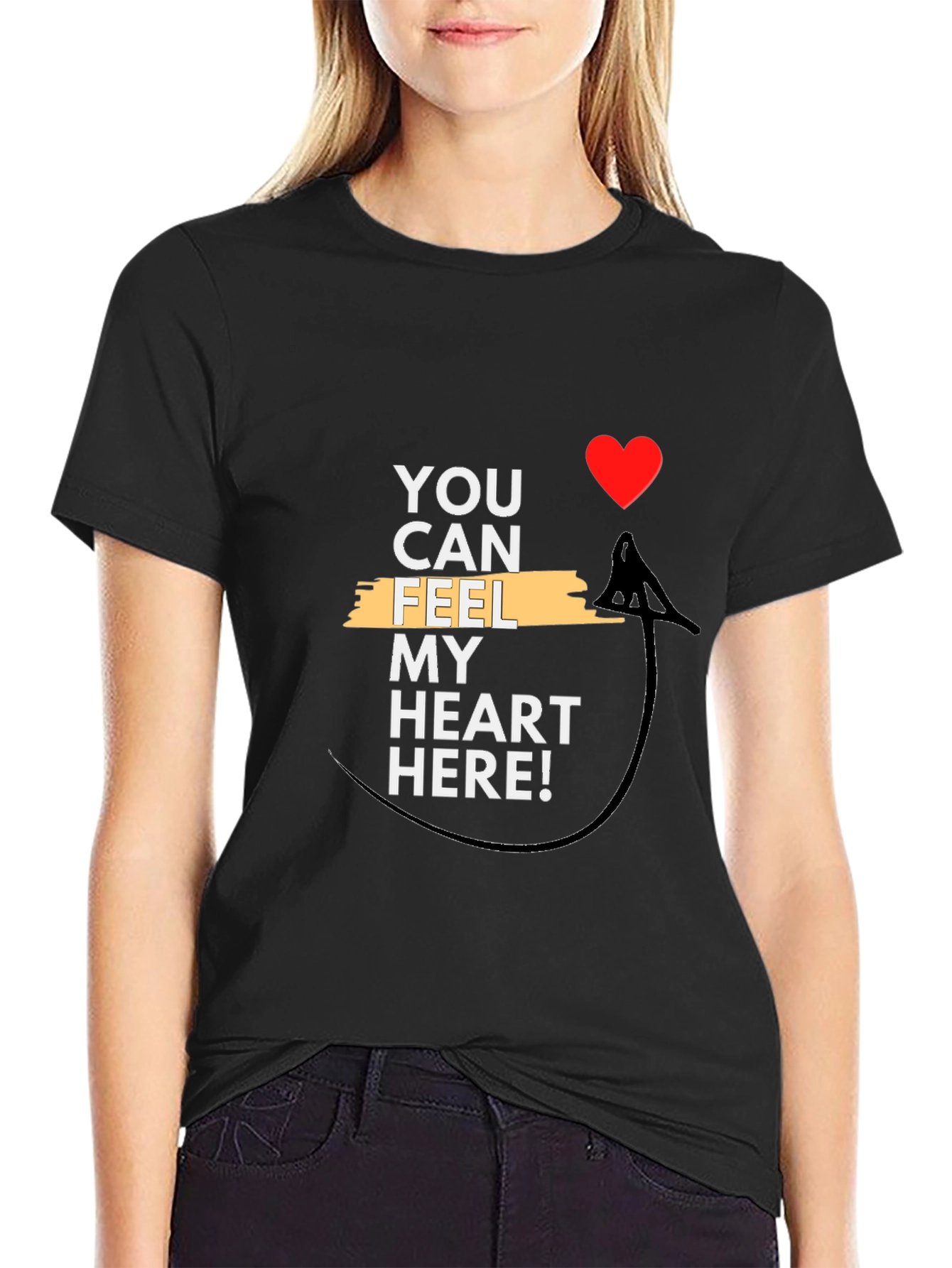 Feel My Heart Tee - Graphic Black T-Shirt