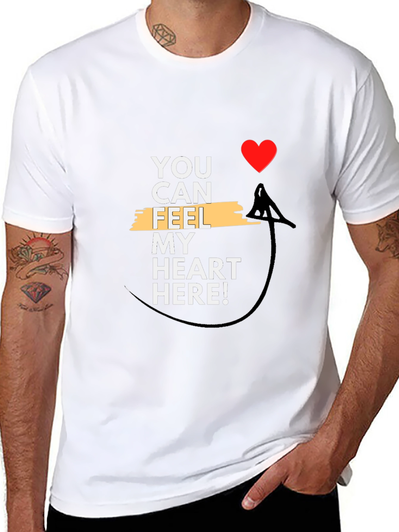 Feel My Heart Tee - Graphic Black T-Shirt