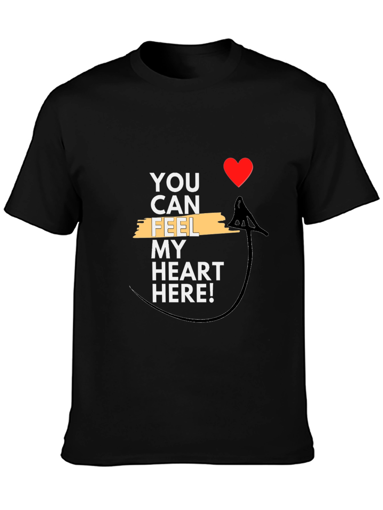 Feel My Heart Tee - Graphic Black T-Shirt