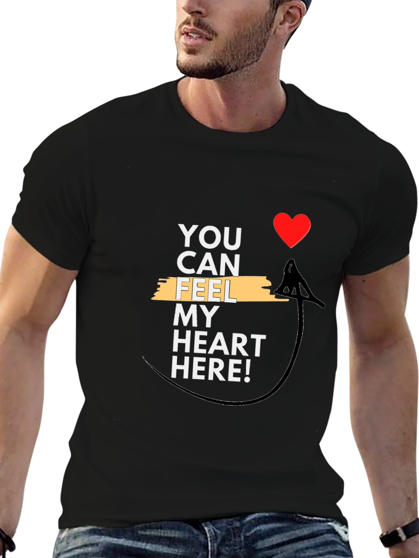 Feel My Heart Tee - Graphic Black T-Shirt