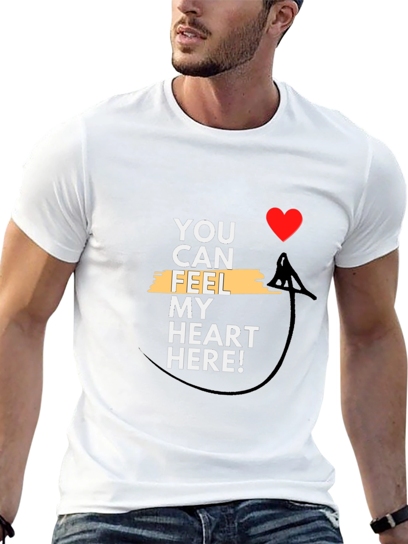 Feel My Heart Tee - Graphic Black T-Shirt