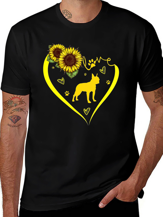 Love Dog Sunflower Graphic T-Shirt